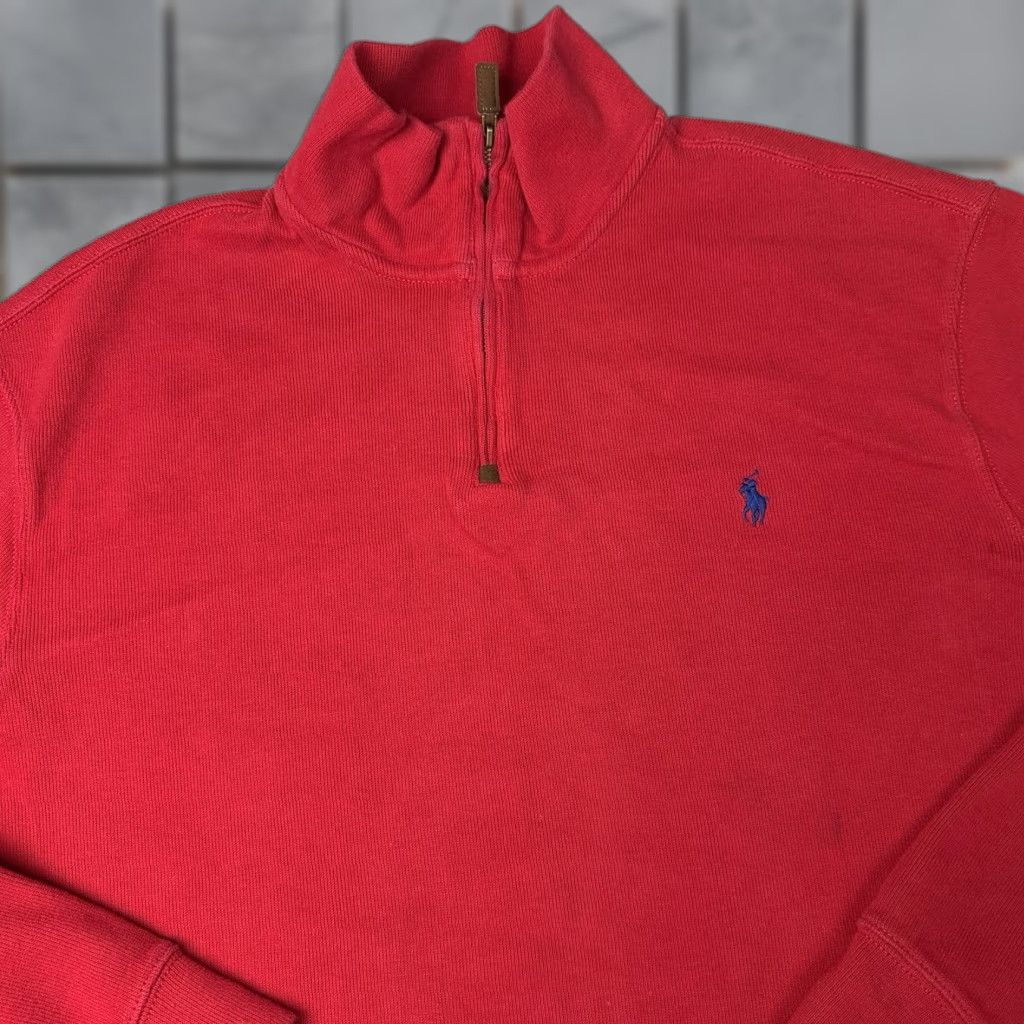 Polo Ralph Lauren Polo Ralph Lauren Sweater Mens 2XL Red Cotton Pullover Mock Neck 1/4 Zip Size US XXL / EU 58 / 5 - 1 Thumbnail