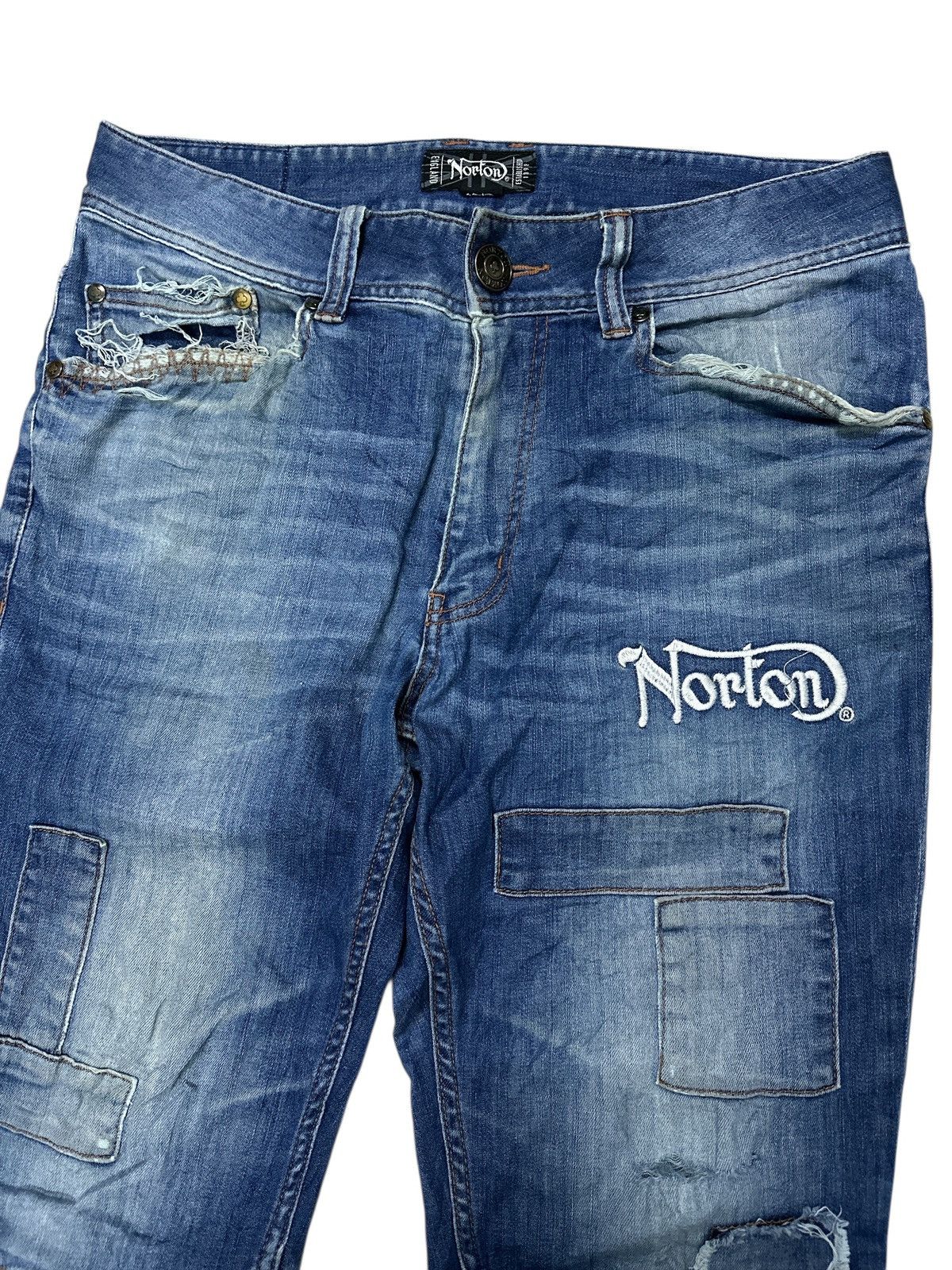 Japanese Brand Distress Norton Bike Fashion🎌💥 Size US 34 / EU 50 - 2 Thumbnail