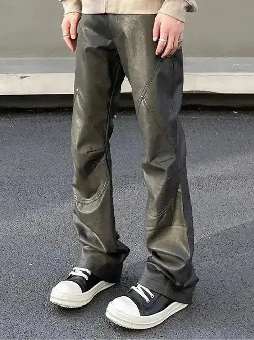 Jean VIBE Streetwear Casual Straight Leg Leather Pant Size US 33 - 8 Thumbnail