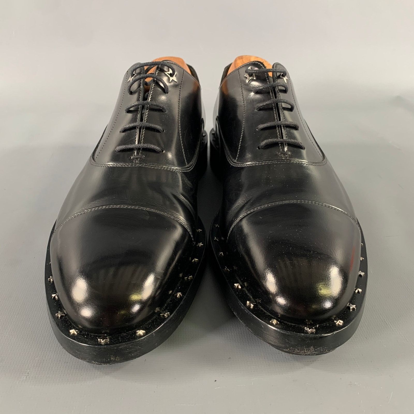 Jimmy Choo Size 8 Black Studded Leather Cap Toe Lace Up Shoes Size US 8 / EU 41 - 4 Thumbnail