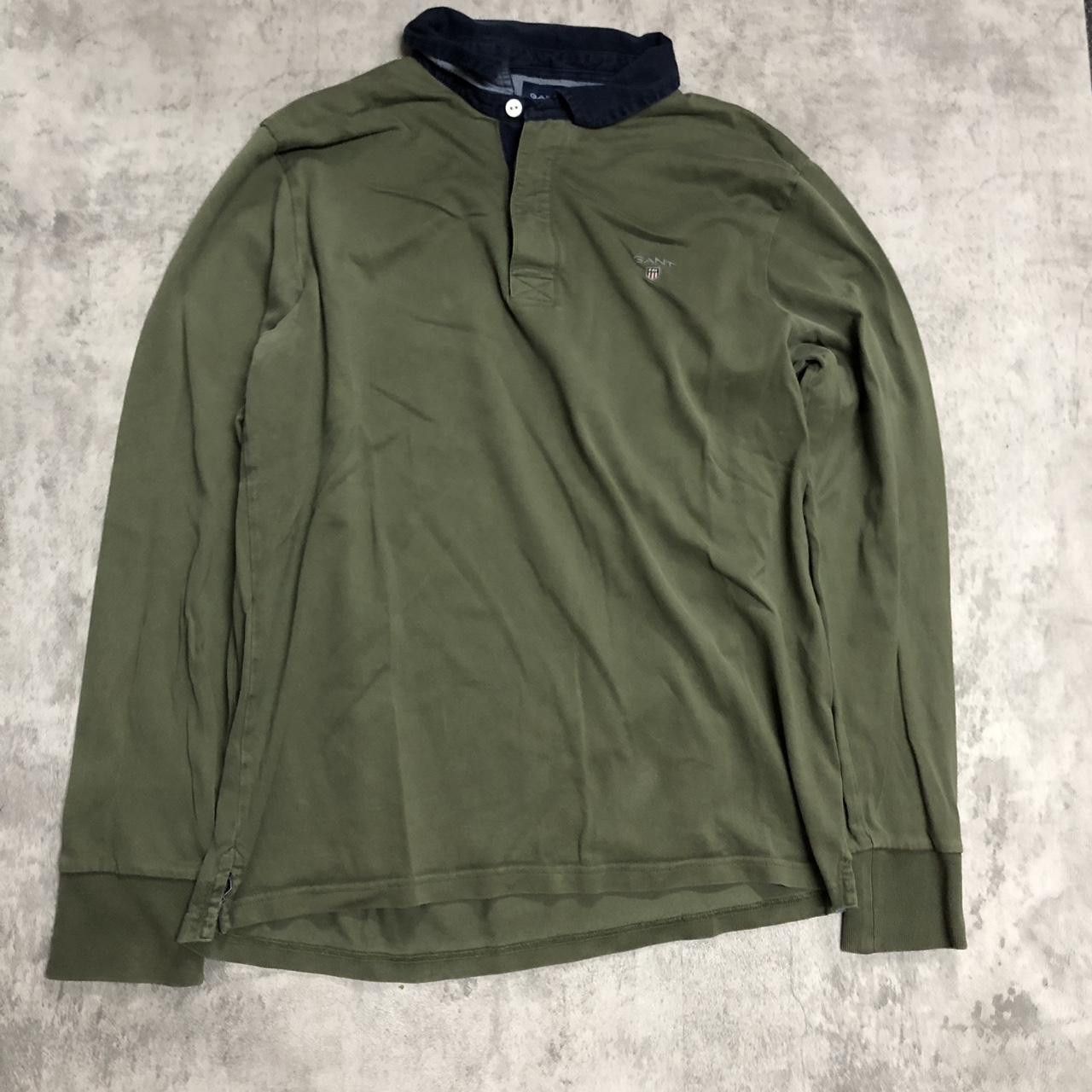 Gant GANT green long sleeve shirt with navy collar #GANT Size US XL / EU 56 / 4 - 1 Thumbnail