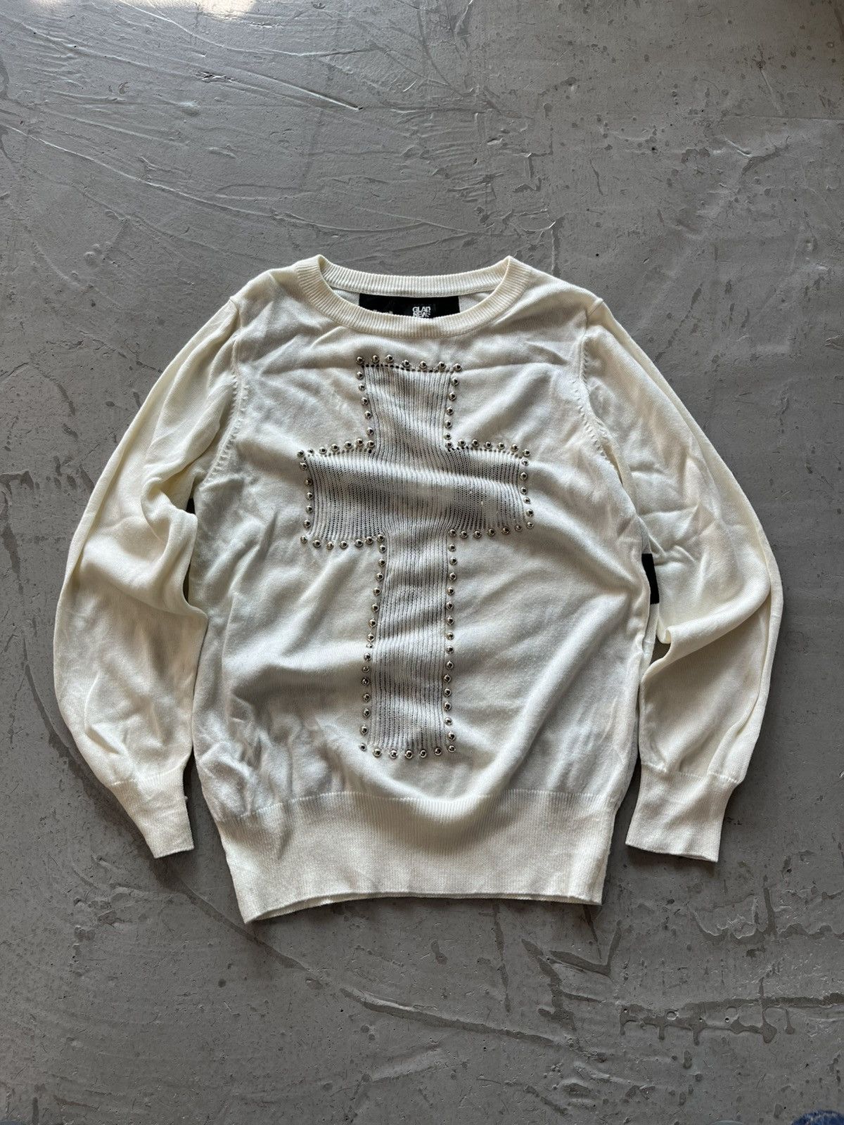 Y2K STUDDED CROSS KNITWEAR JAPANBRAND GLAD NEWS