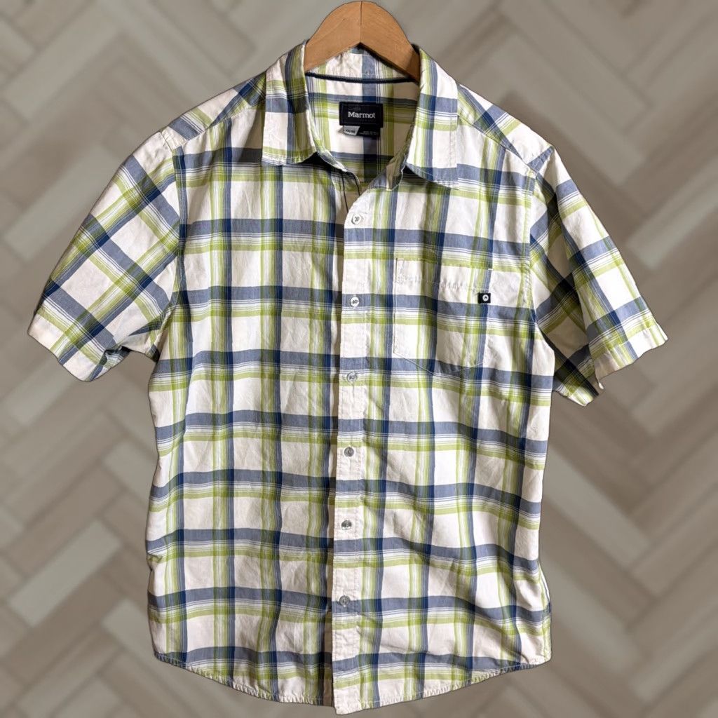 Marmot Marmot Shirt Mens Medium Blue Green Plaid Short Sleeve Button Up Hiking Outdoor Size US M / EU 48-50 / 2 - 1 Thumbnail