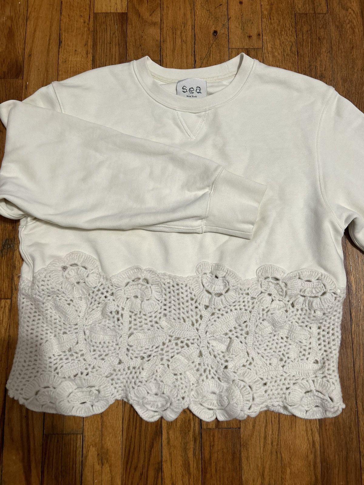 Sea New York Serita crochet lace sweatshirt Size L / US 10 / IT 46 - 3 Thumbnail