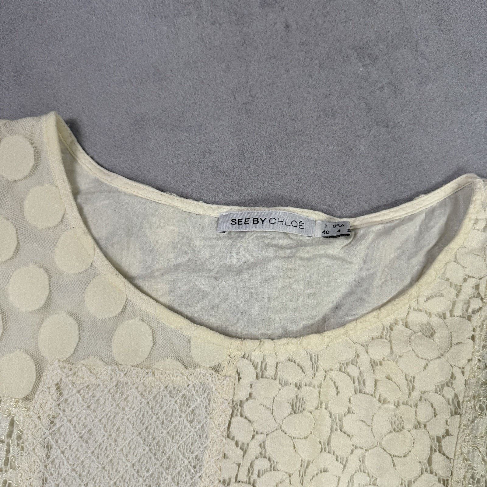 Chloe See By Chloe Women Short Mini Dress Size IT 40 Beige Size S / US 4 / IT 40 - 3 Thumbnail