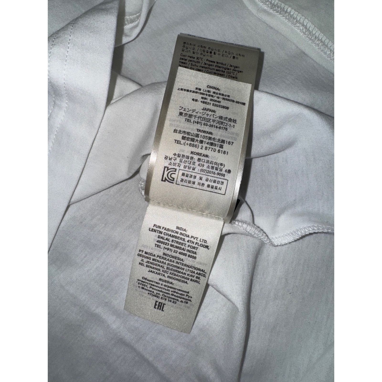 Fendi Fendi White Black Striped Sleeve Cotton T-Shirt Large L Size US L / EU 52-54 / 3 - 14 Thumbnail