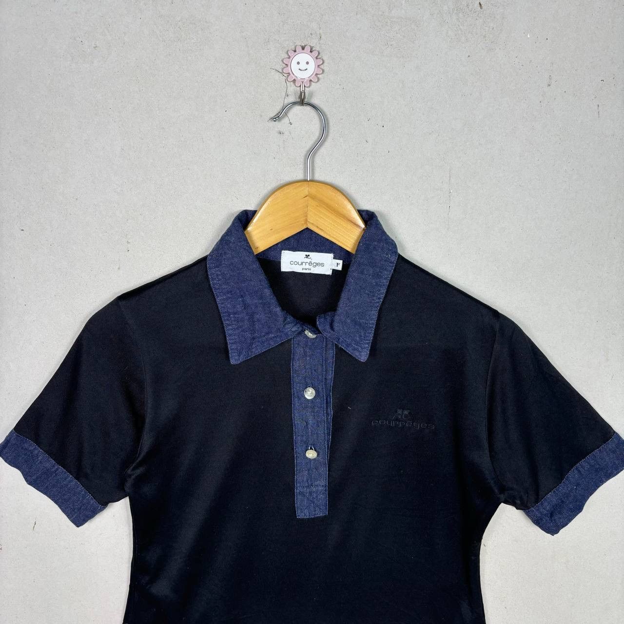 Courreges Courrèges Paris Vintage Black Denim Polo Shirt Minimalist Size S / US 4 / IT 40 - 3 Thumbnail