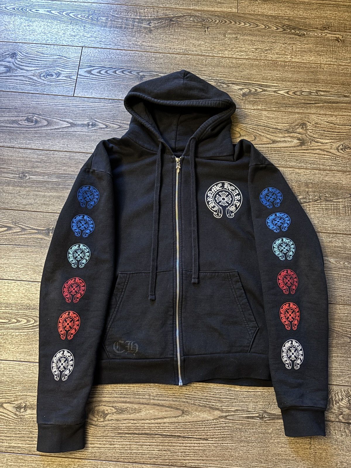 【Chrome Hearts】Multi color Horseshoe Logo Zip Up Hoodie Chrome Hearts Multi color Horseshoe Logo Zip Up Hoodie Black