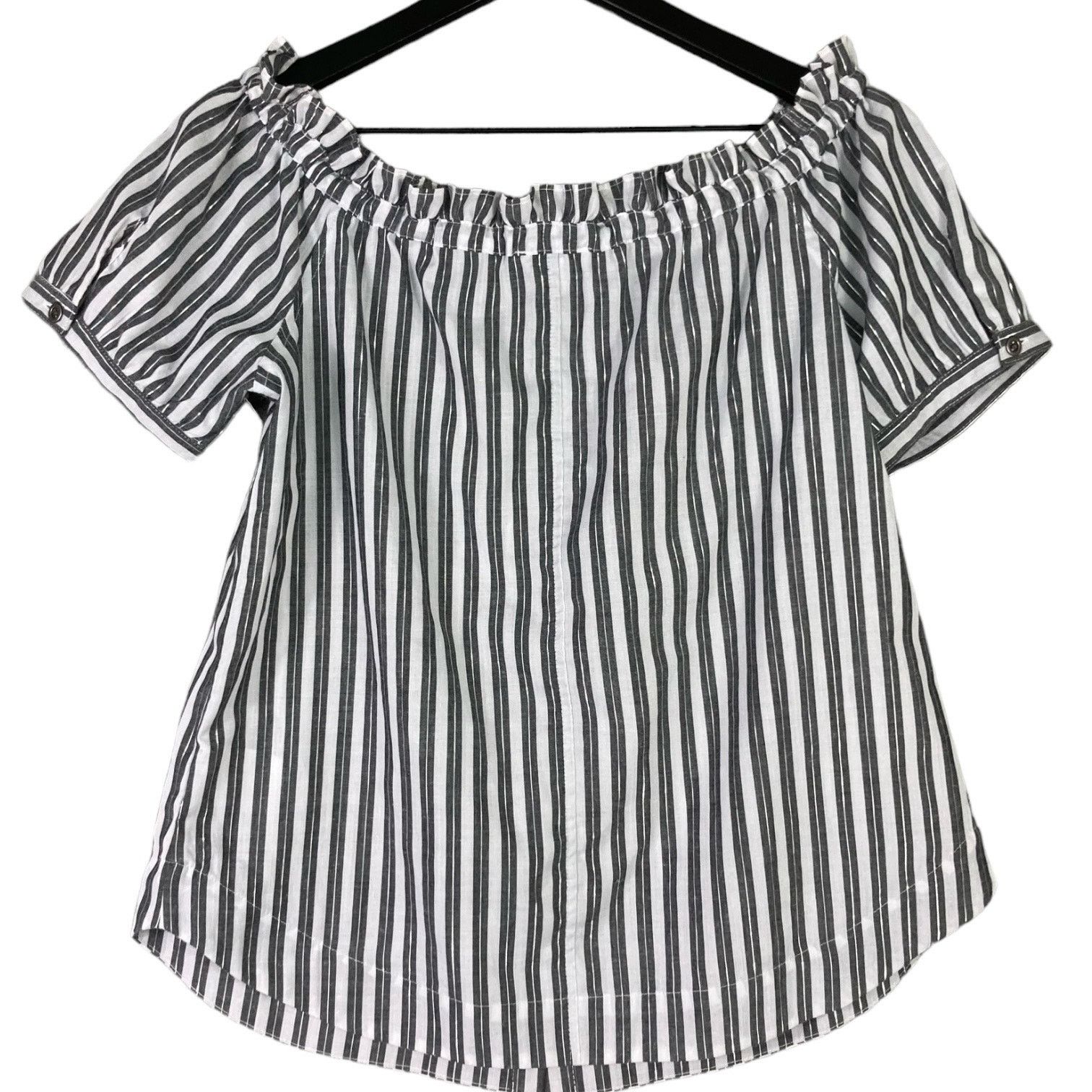 Other Blouse Shirt Rayon Short Sleeve Striped Women's S Size S / US 4 / IT 40 - 4 Thumbnail