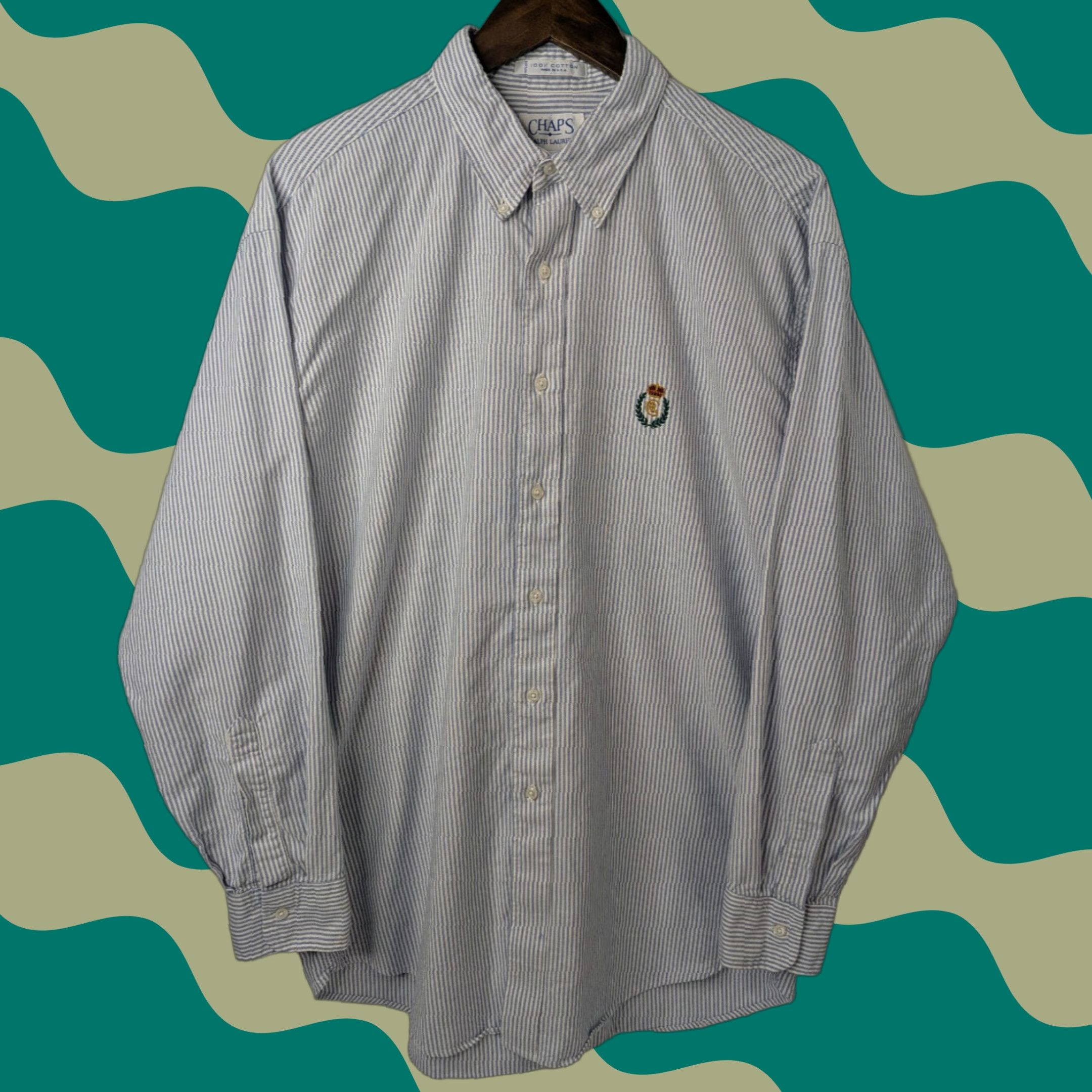 Ralph Lauren VTG Chaps Ralph Lauren Striped Button Down LS Shirt Men's Large Made in USA Size US L / EU 52-54 / 3 - 1 Thumbnail