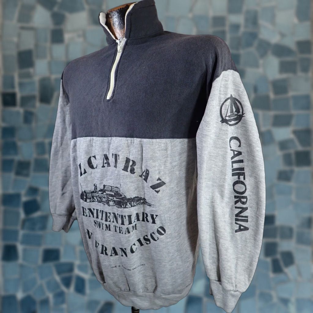 Vintage VINTAGE Alcatraz Swim Team Sweatshirt 80s Gray Women’s XL Casual Grunge Retro Size XL / US 12-14 / IT 48-50 - 1 Thumbnail
