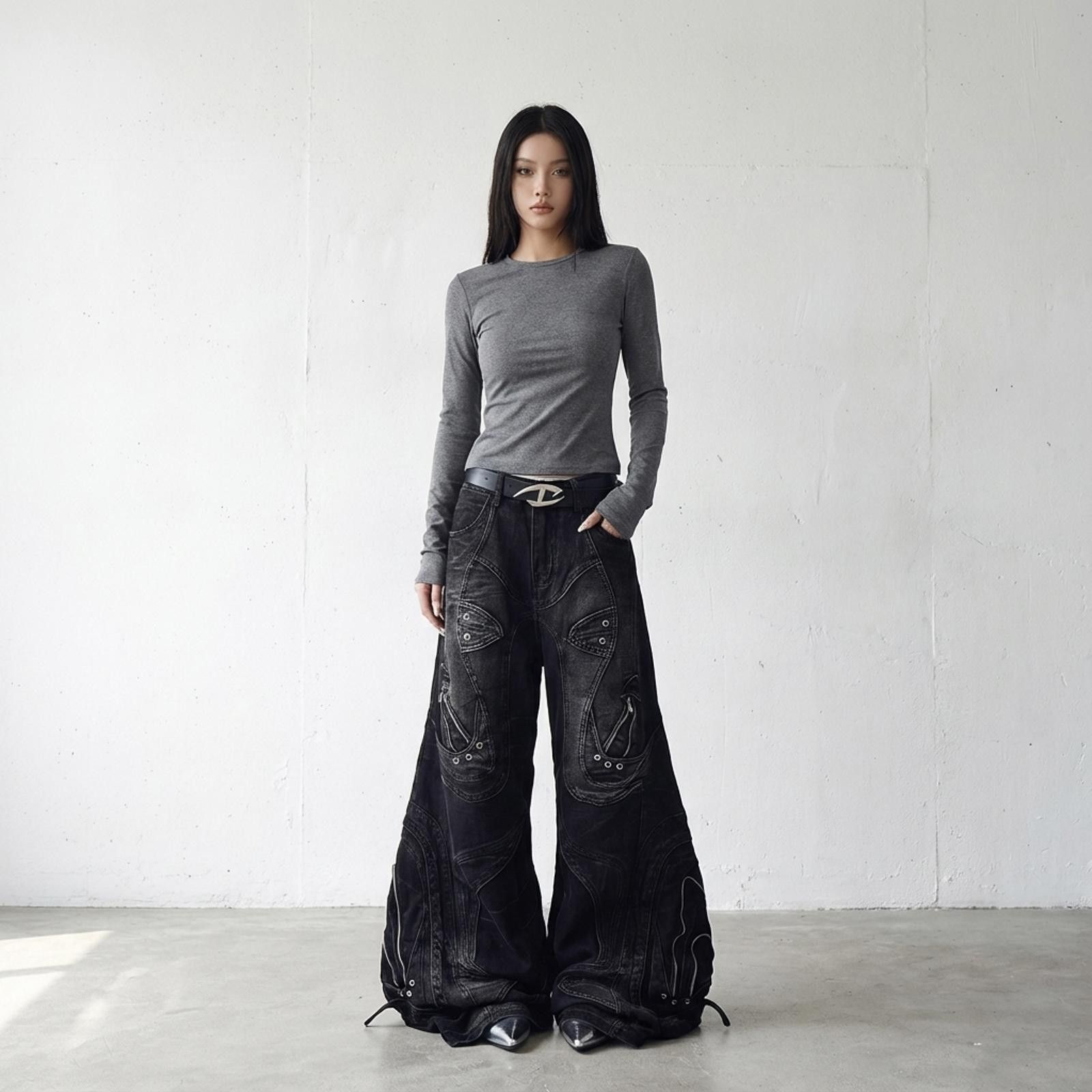 Japanese Brand Deconstructed Oversized Flare Denim Jeans Size 27" / US 4 / IT 40 - 2 Thumbnail