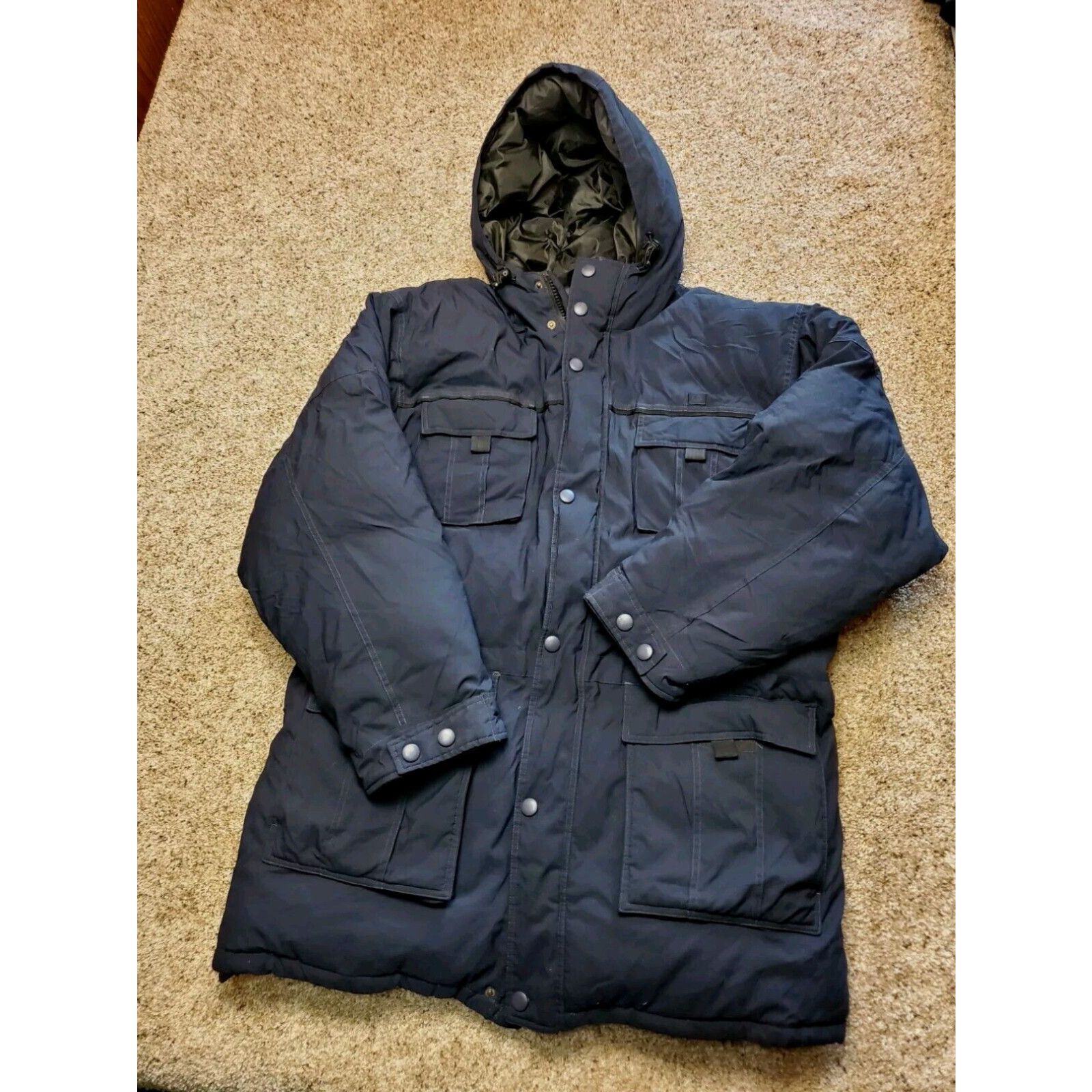 image of Vintage Southpole Puffer Jacket XL Men Blue Down Blend Full Zip Hooded Parka Y2K in White