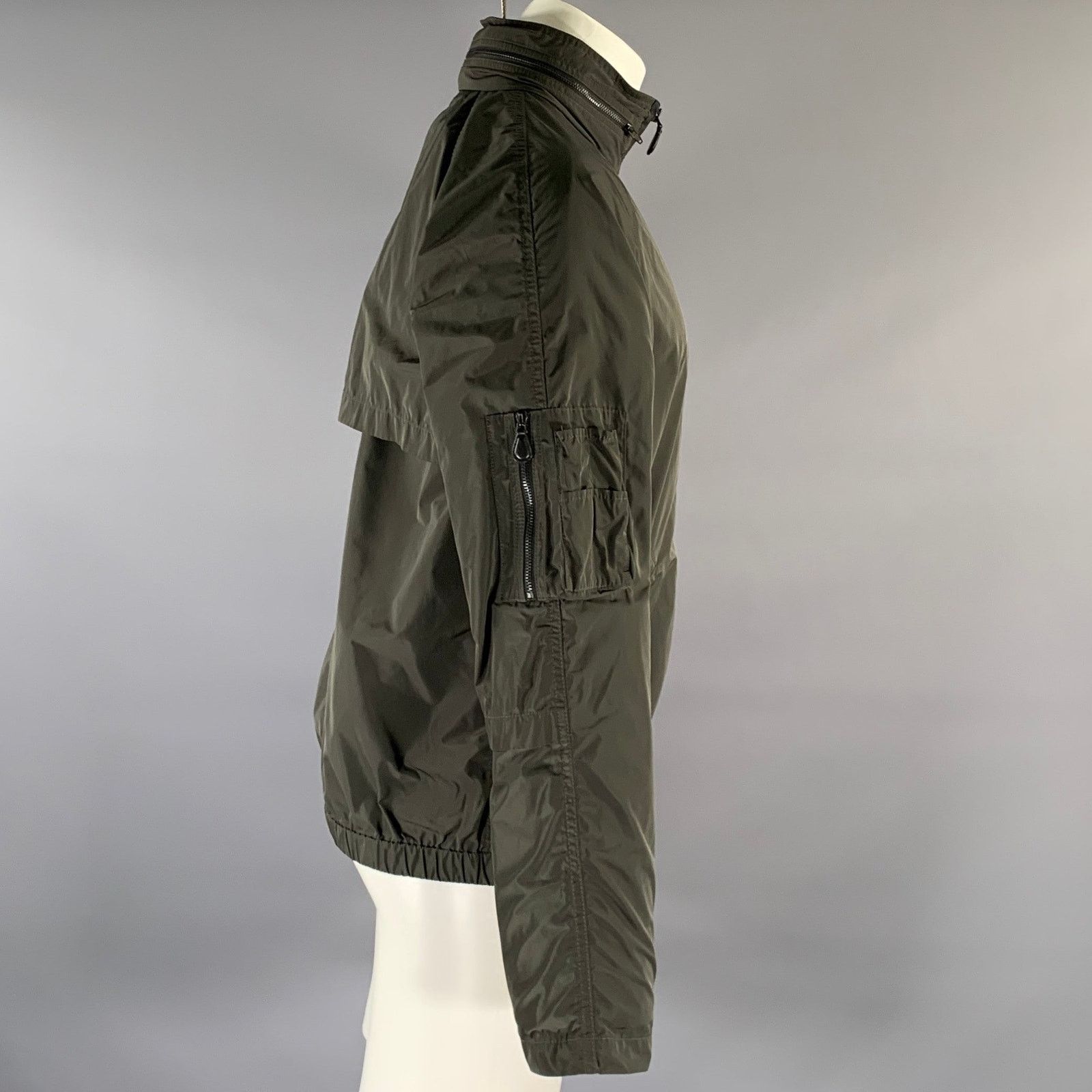 Alexander Wang ALEXANDER WANG M Green Olive Shimmery Polyester Windbreaker Size US M / EU 48-50 / 2 - 2 Thumbnail