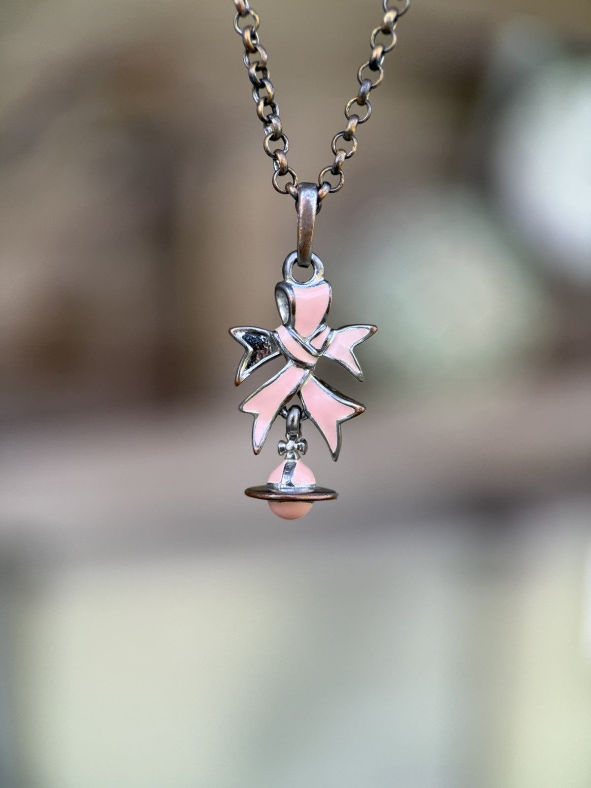 Vivienne Westwood Vivienne Westwood Small Ribbon Pendant Necklace Pink Size ONE SIZE - 1 Thumbnail