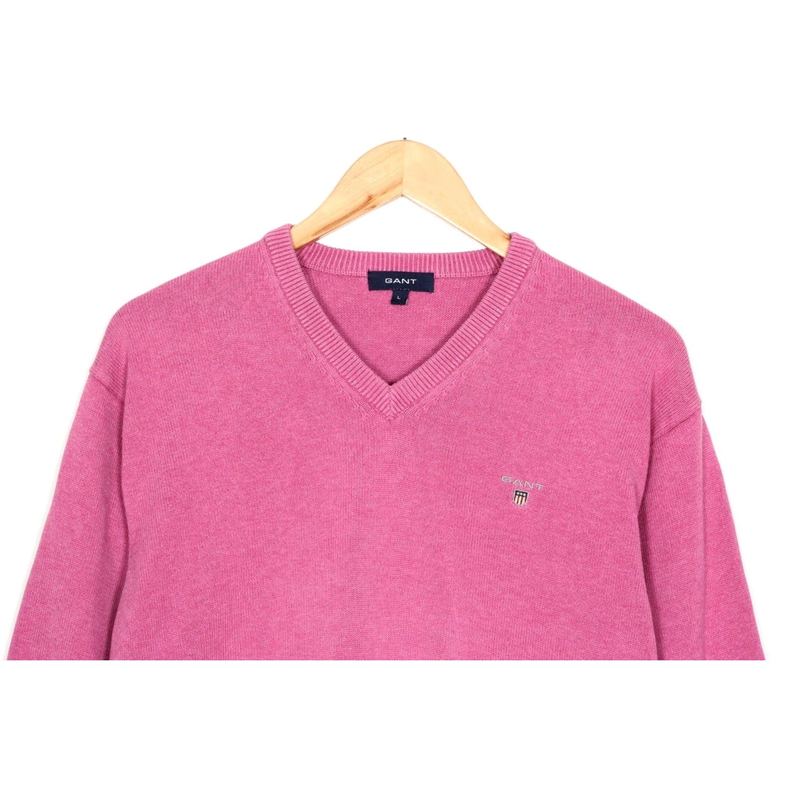 Gant GANT Jumper Sweater Men L Pink Cotton V-Neck VR1380 Size US L / EU 52-54 / 3 - 2 Thumbnail