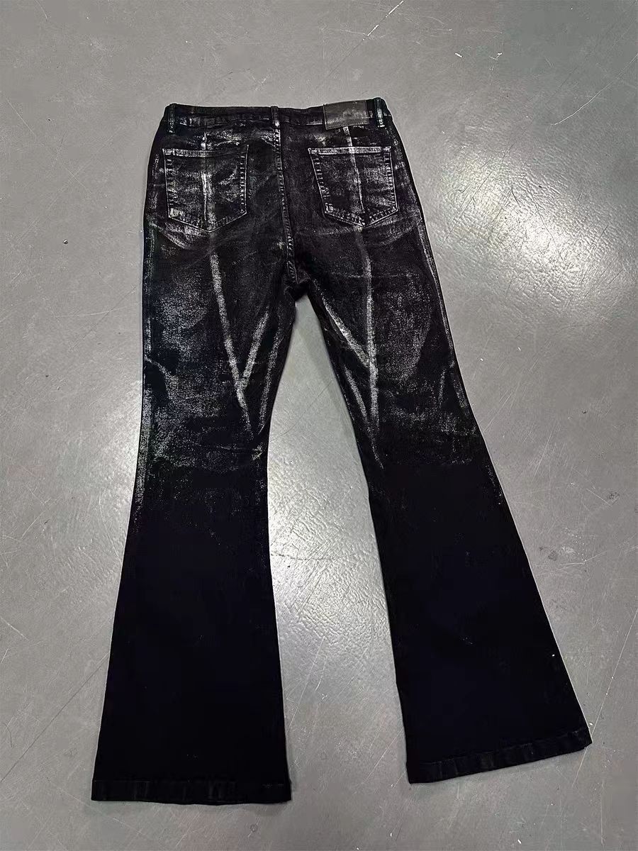 Jean Gradient Brushed Paint Aged Y2K Pentagram Micro Flare Jeans Size US 28 / EU 44 - 4 Thumbnail