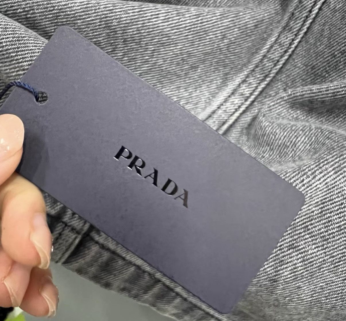 Prada Prada Grey Washed Triangle Logo Denim Shirt J41 Size US M / EU 48-50 / 2 - 6 Thumbnail