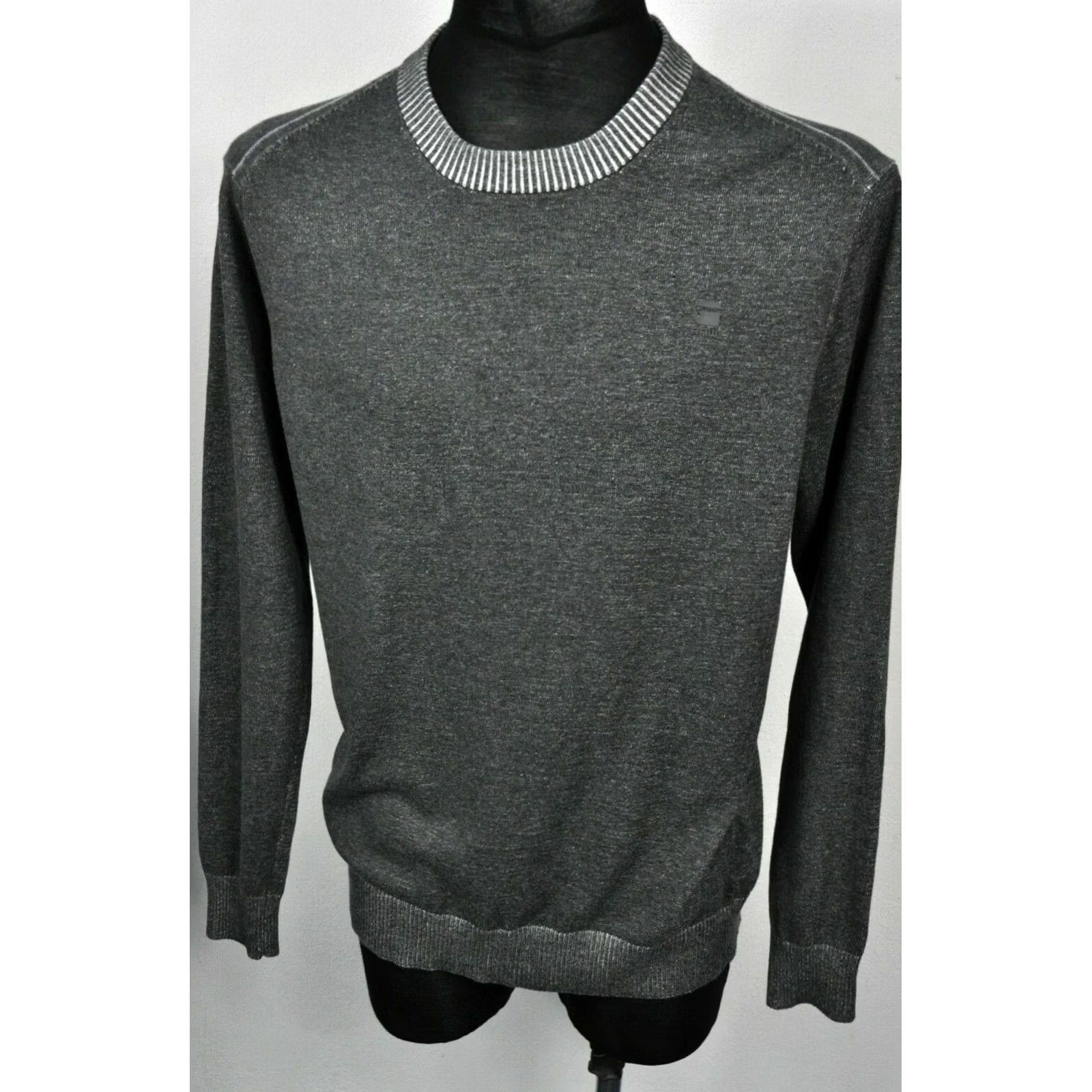 G-Star G-Star Raw Core R Plated Knit L/S Mens Crew Neck Cotton Pullover Size L Gray Knit Sweater Top Size US L / EU 52-54 / 3 - 2 Thumbnail