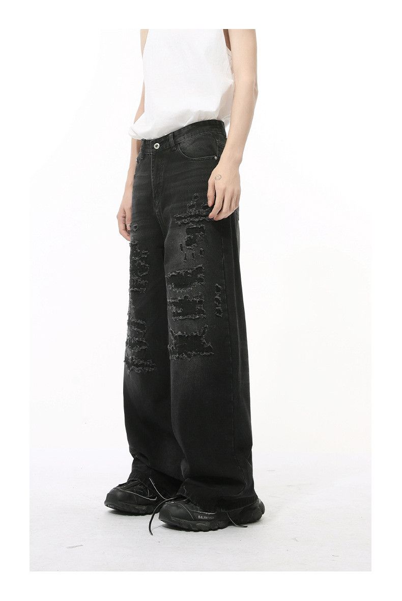 Japanese Brand × Jean Street washed distressed loose versatile wide-leg jeans Size US 32 / EU 48 - 3 Thumbnail