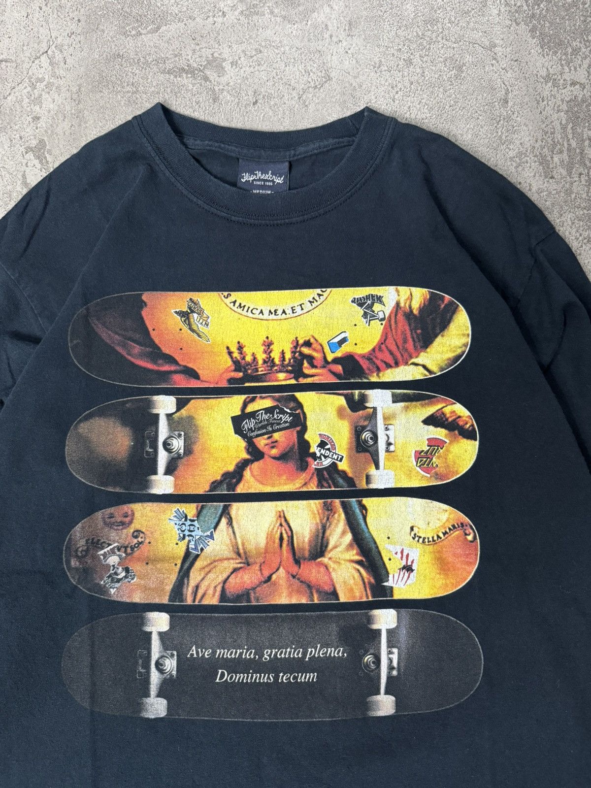 Flip Skateboards FLIP THE SCRIPT SKATEBOARD AVE MARIA GRATIA PLENA T-SHIRT Size US M / EU 48-50 / 2 - 2 Thumbnail