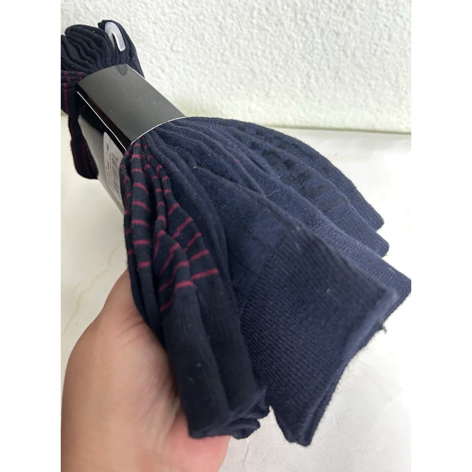 Vintage Adolfo Men Dress Socks Dark Blue With Patterns 4 Pairs 6.5-12 Moisture Wicking Thigh High Business Socks Size ONE SIZE - 8 Thumbnail