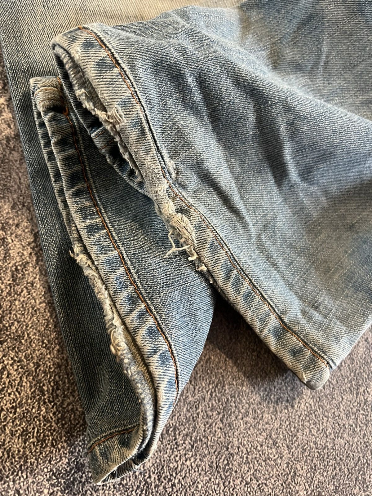 Japanese Brand Glamour Y2K Distressed Jeans / Number Nine Style Gothic Vibe Size US 31 - 8 Thumbnail