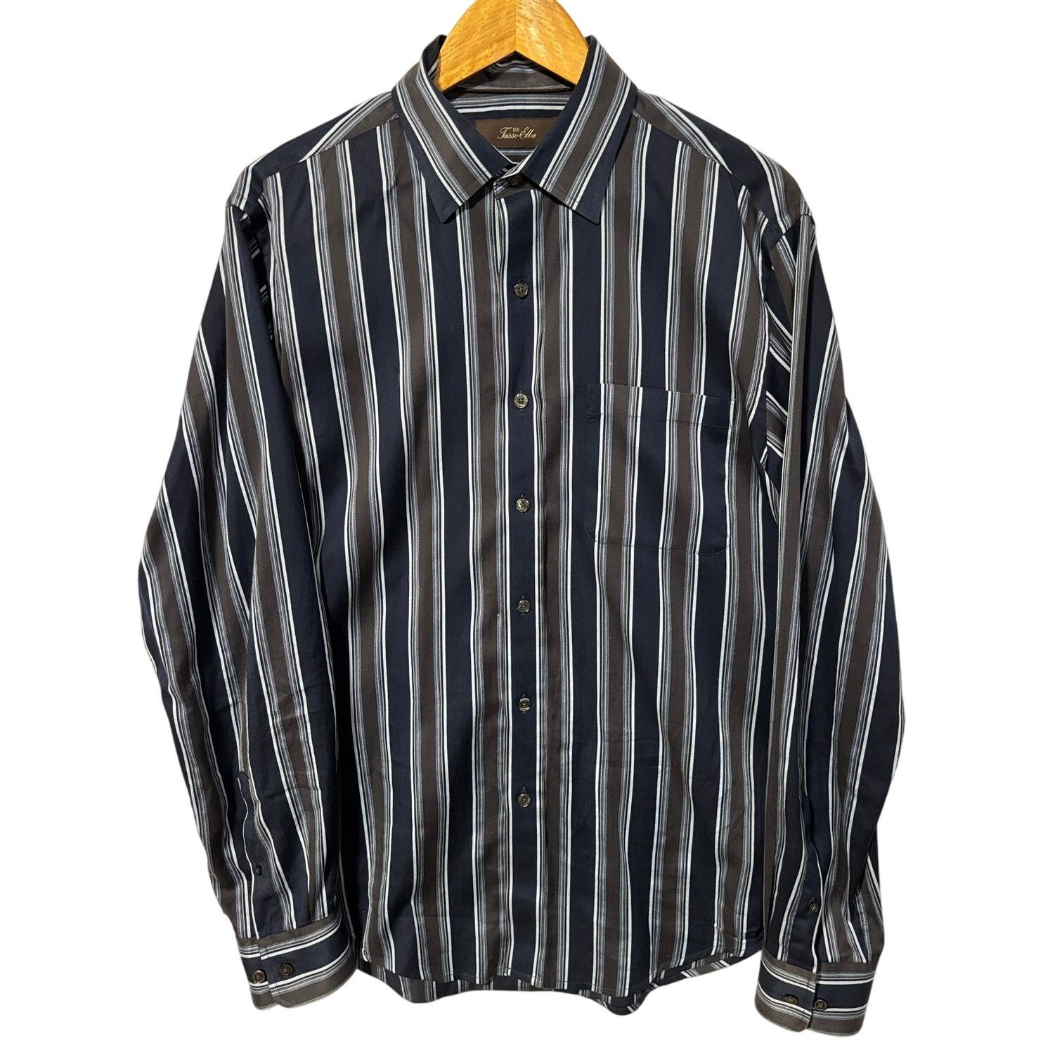 Tasso Elba TASSO ELBA Men's Navy Charcoal Light Blue Dress Shirt | M Size US M / EU 48-50 / 2 - 1 Thumbnail