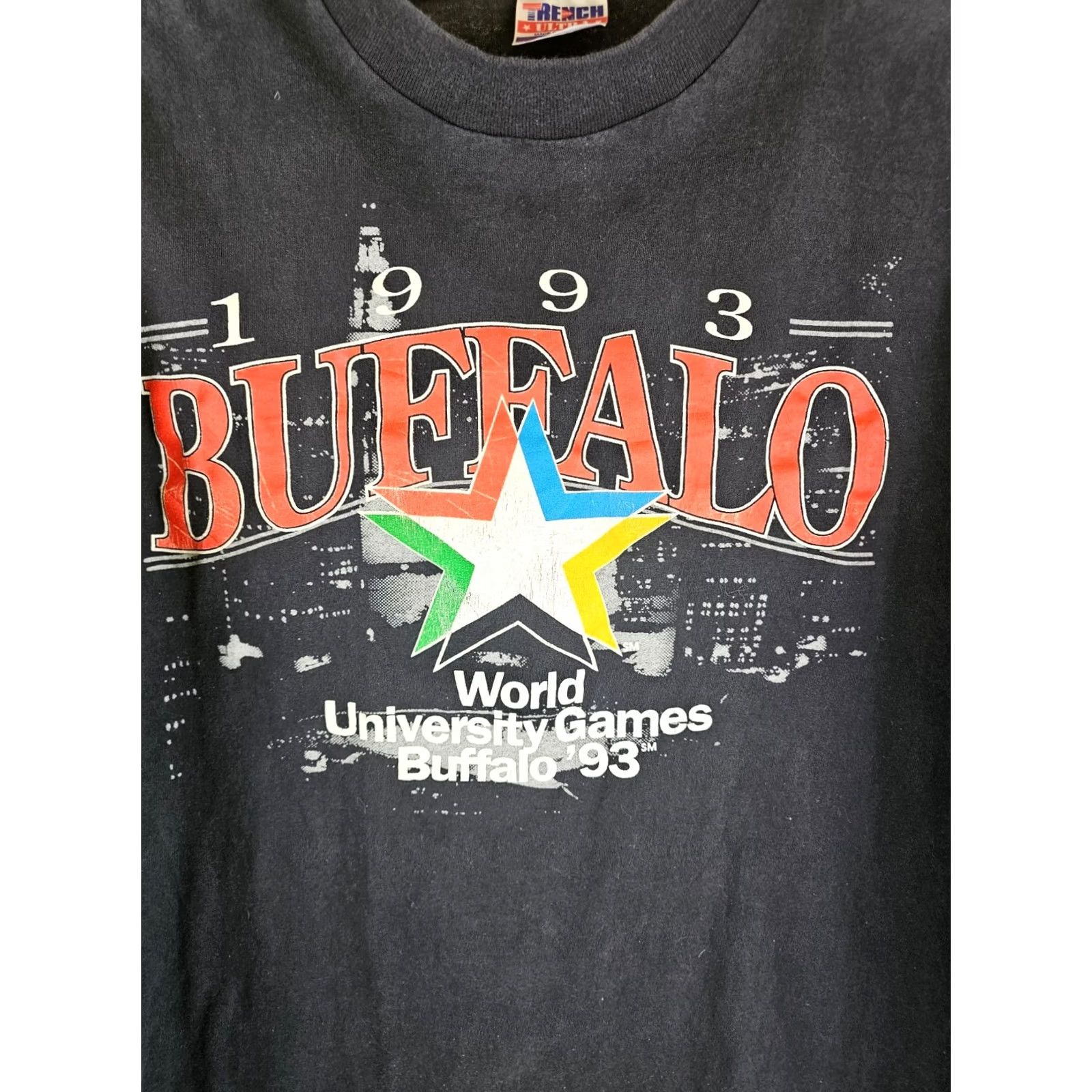 Vintage VINTAGE BUFFALO WORLD UNIVERSITY GAMES 93' BLACK T-SHIRT SZ XXL SINGLE STITCH MEN Size US XXL / EU 58 / 5 - 2 Thumbnail