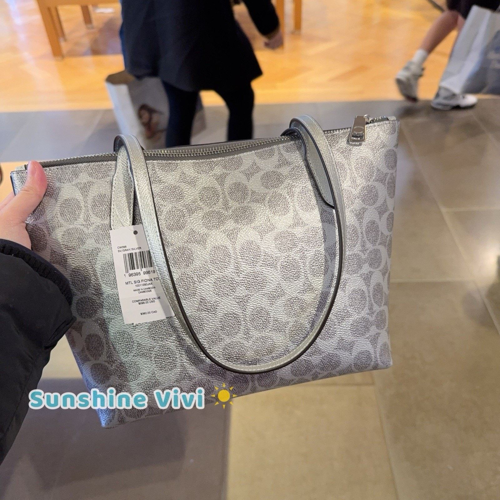 Coach NWT COACH Fiona Zip Tote Bag Canvas CW396, Gray/Silver Size ONE SIZE - 2 Thumbnail