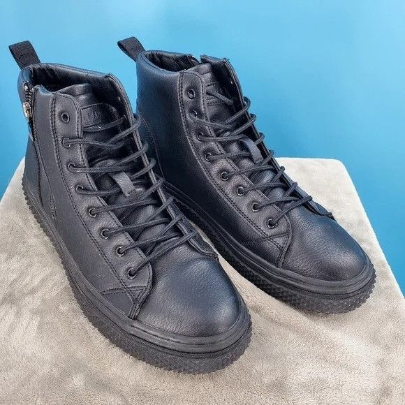 Steve Madden Steve Madden P-Darth men's black Leather high top sneaker/Sh Size US 11 / EU 44 - 3 Thumbnail