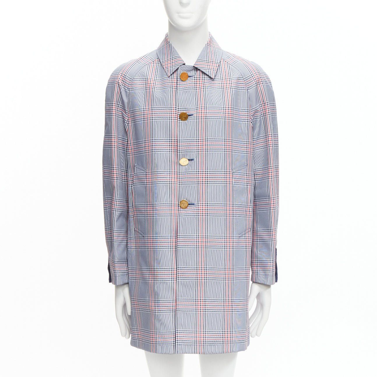 Thom Browne THOM BROWNE Reversible navy blue classic check gold buttons overcoat JP2 M Size US M / EU 48-50 / 2 - 1 Thumbnail