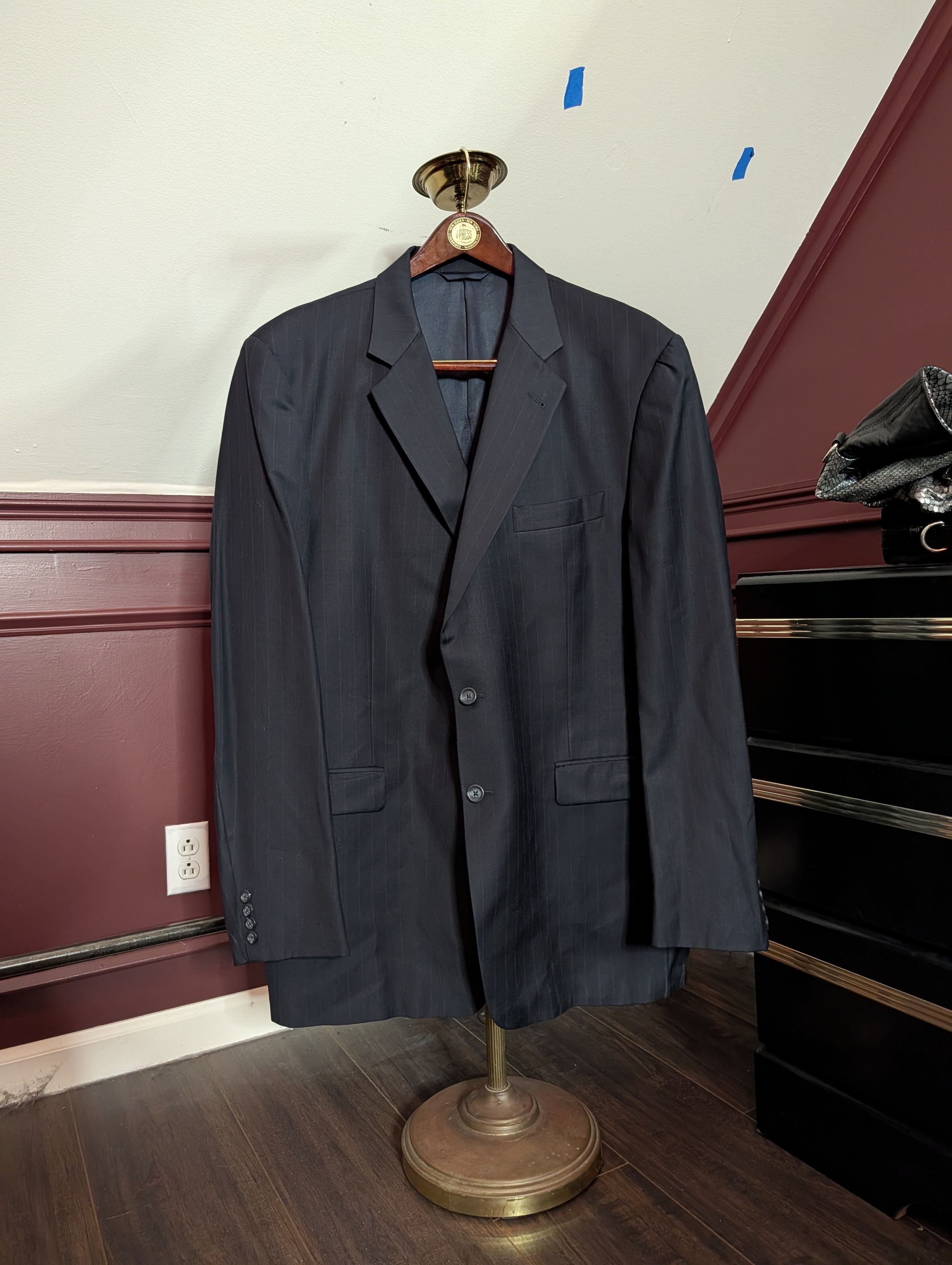 Burberry BURBERRY Black Pinstripe wool MiUSA blazer 46L Size 46L - 1 Thumbnail