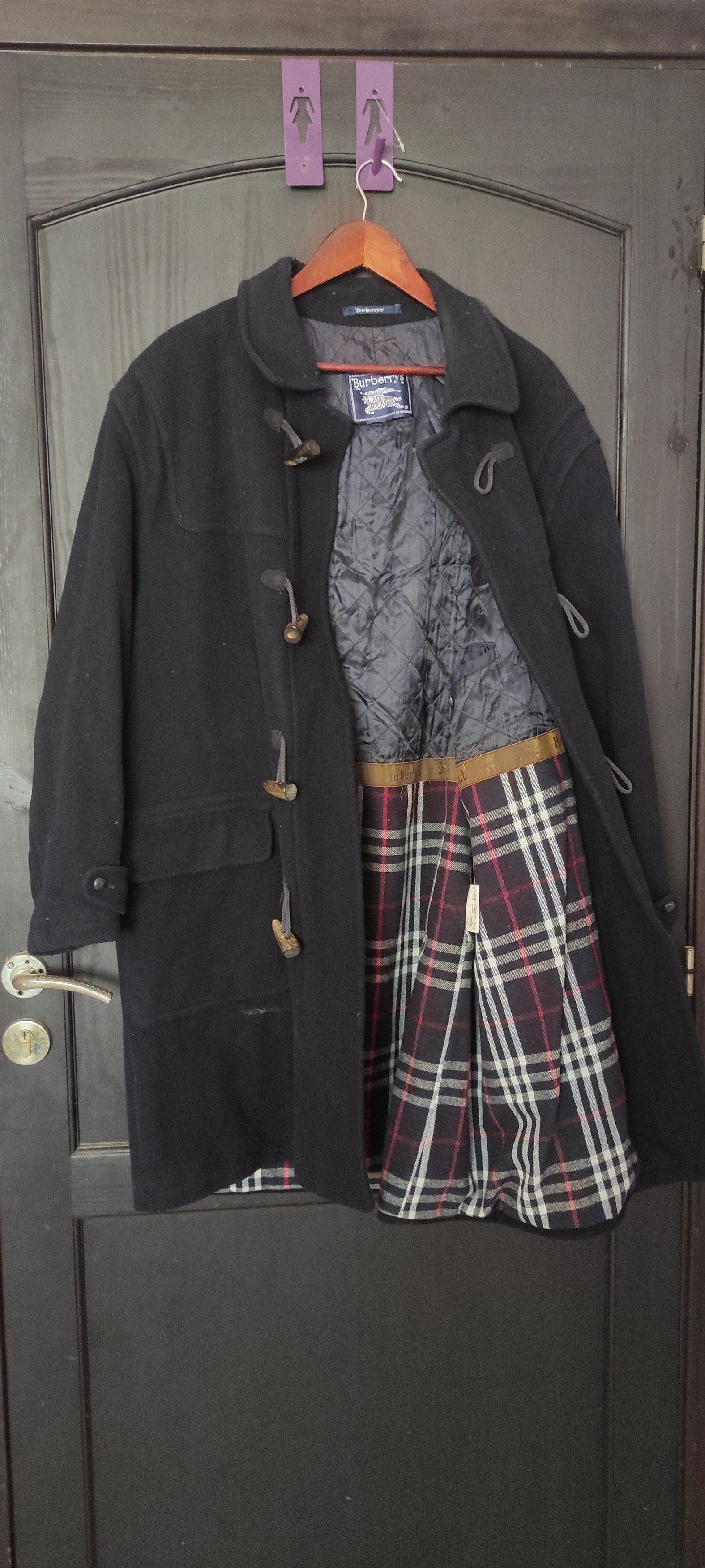 Burberry × Vintage Burberrys Mens Nova Check Wool Duffle Coat Made In Spain Size US L / EU 52-54 / 3 - 16 Thumbnail