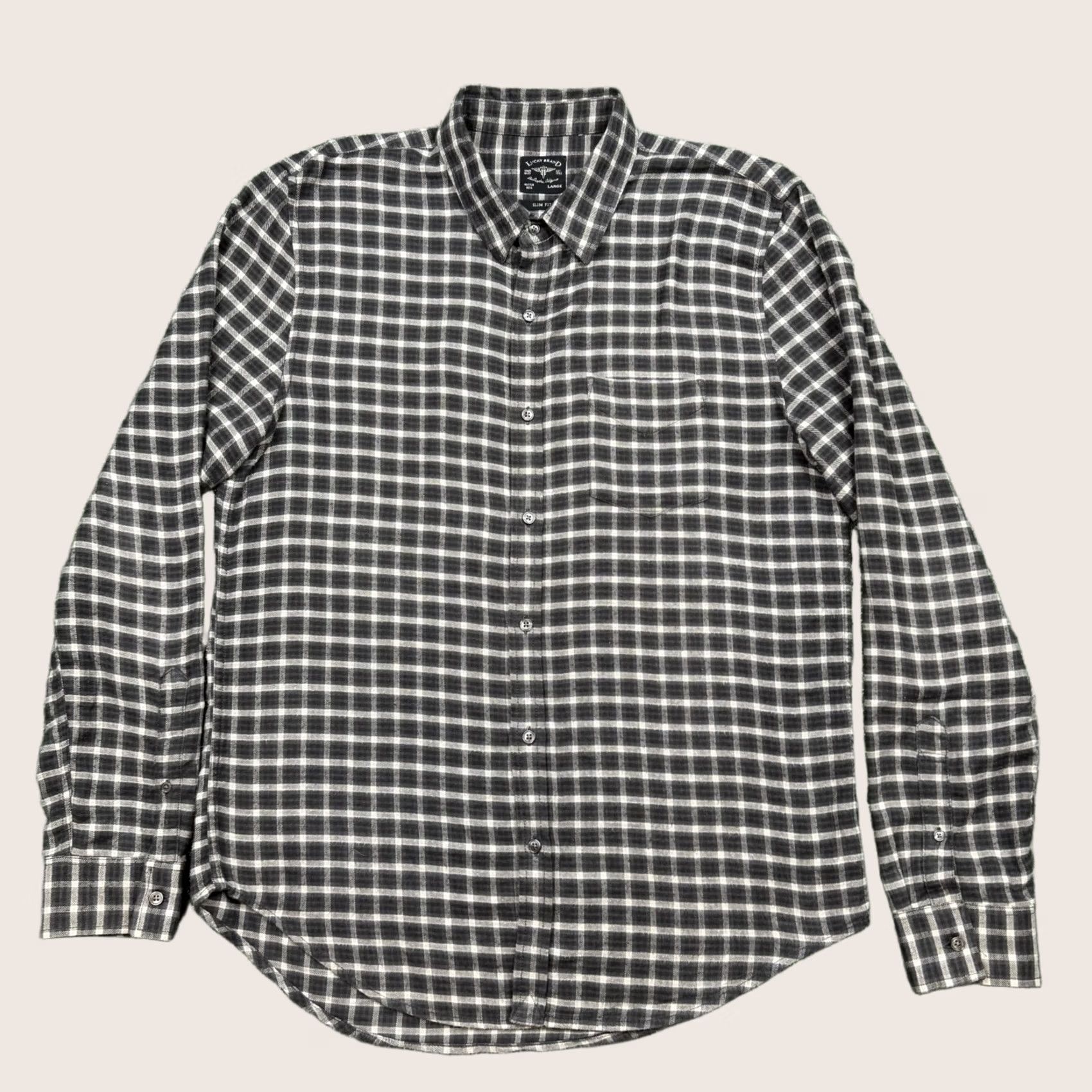 Lucky Brand Lucky Brand Button Up Shirt Men's L Black Long Sleeve Plaid Flannel Slim Size US L / EU 52-54 / 3 - 1 Thumbnail