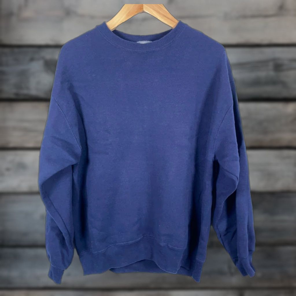 Vintage VINTAGE 90s Bassett-Walker Sturdy Sweats Sweatshirt XL Dark Blue Men's Pullover Crew Neck Heavyweight Cotton-Blend Fleece Size US XL / EU 56 / 4 - 1 Thumbnail