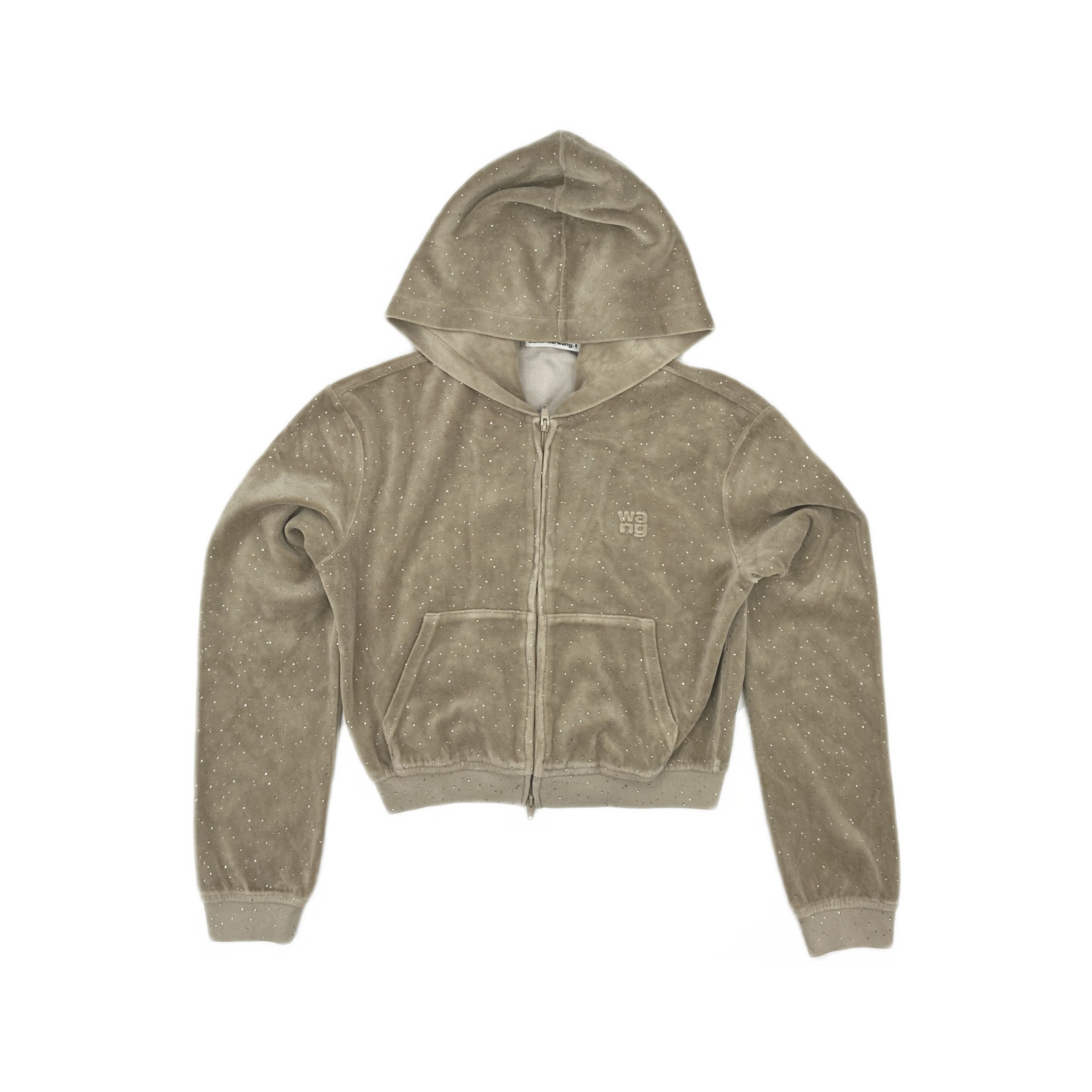 Alexander Wang Alexander Wang Rhinestone Velour Hoodie Size L Size L / US 10 / IT 46 - 1 Thumbnail