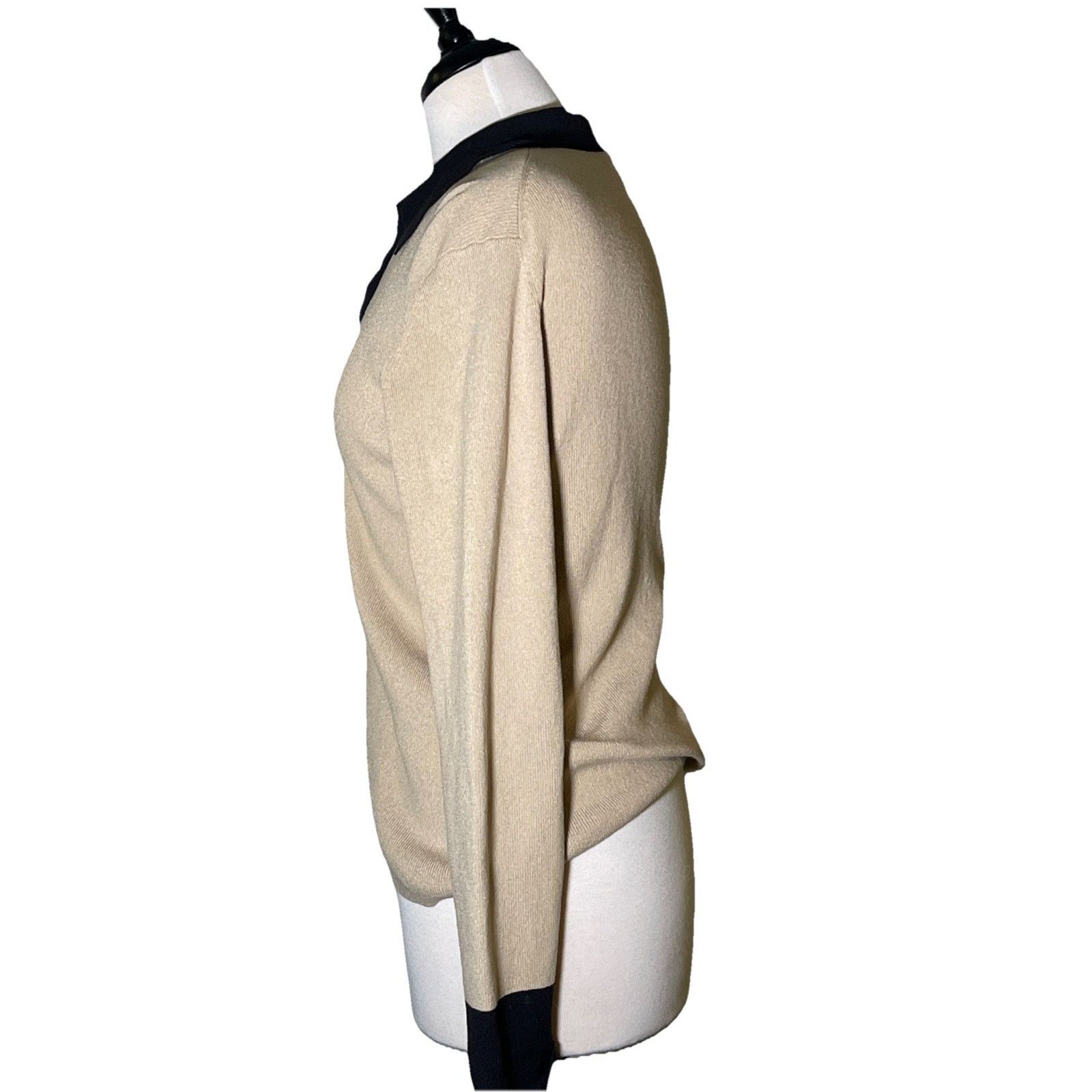 Loft Loft Women's Cream Black Cardigan Sweater Button Size M Size M / US 6-8 / IT 42-44 - 3 Thumbnail