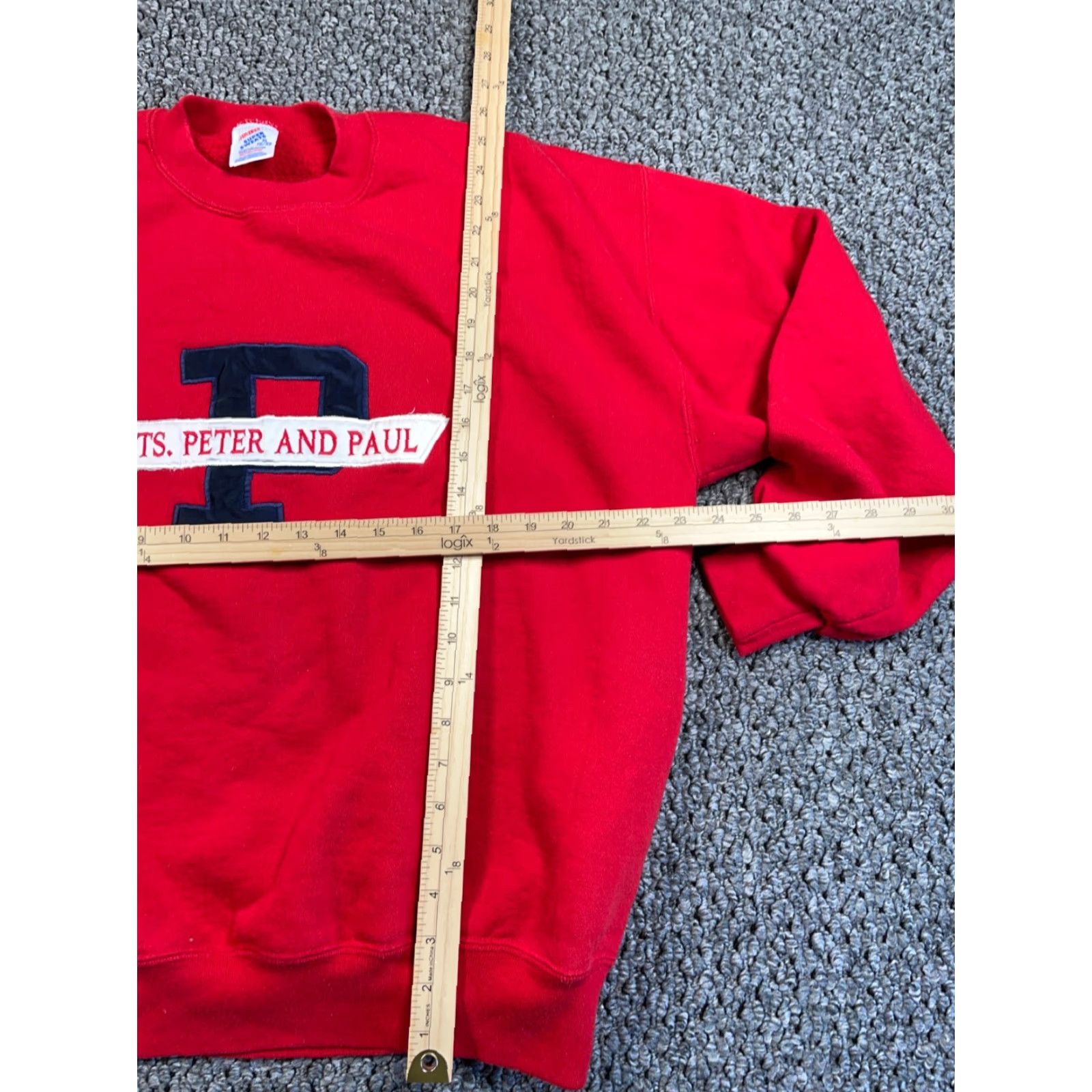Jerzees VTG 90s Sts Peter and Paul Sweatshirt JERZEES Red Embroidered Adult XL 50-50 Cotton-Polyester Size US XL / EU 56 / 4 - 6 Thumbnail