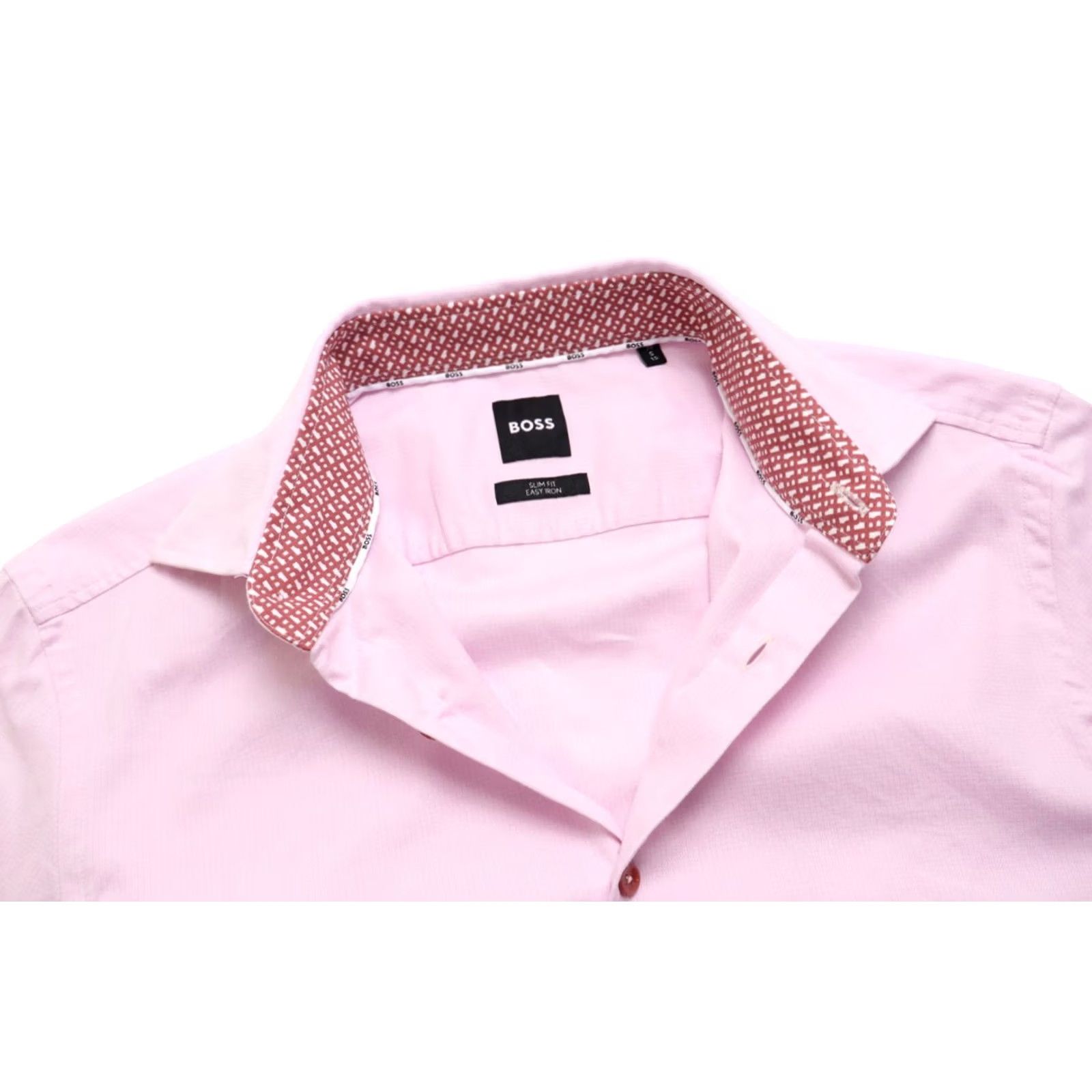 Hugo Boss HUGO BOSS Dress Shirt Men Slim Fit Pink Shirt Small Long Sleeve Formal Easy Iron H-Hank-kent-C3-214 Size 36R - 4 Thumbnail