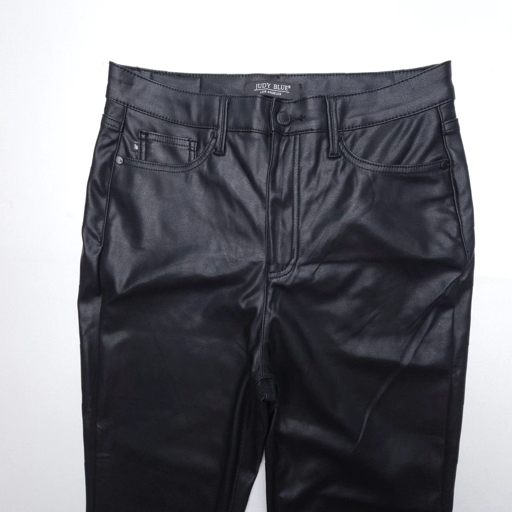 Vintage Judy Blue Control Top Faux Leather Pants in Black Womens 29 Straight Leg EUC Size 4XL / US 24-26 - 5 Thumbnail