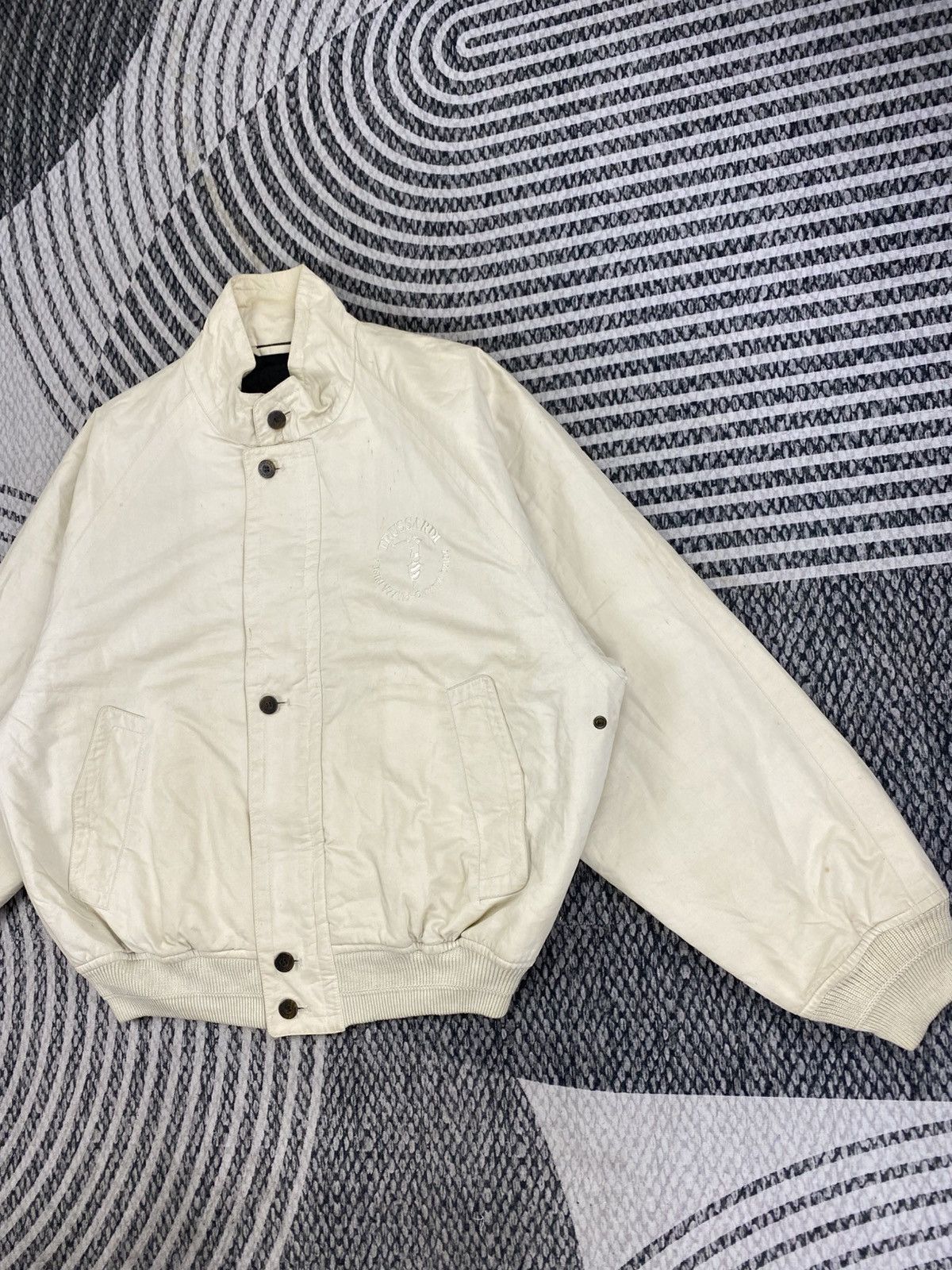 Trussardi Vintage Trussardi Cream Zipper Bomber Jacket Size US XL / EU 56 / 4 - 4 Thumbnail