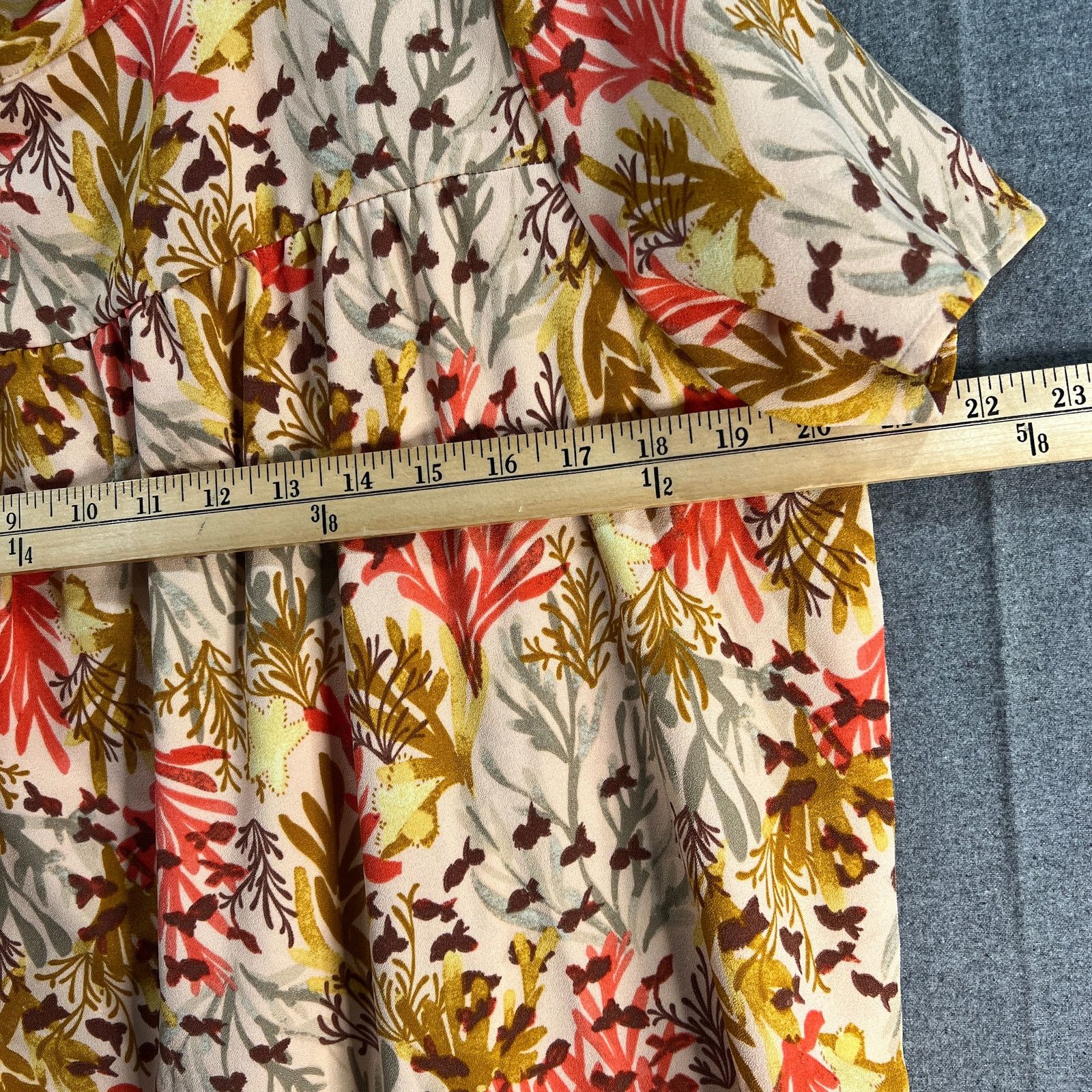 Denim & Co. Denim & Co. Printed Boatneck Woven Top with Shirring Peach Size L / US 10 / IT 46 - 7 Thumbnail
