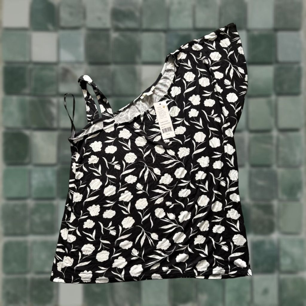 Vintage COOPER and Ella Top Womens XL Tank Sleeveless Black Peony Asymmetrical NEW Size XL / US 12-14 / IT 48-50 - 1 Thumbnail