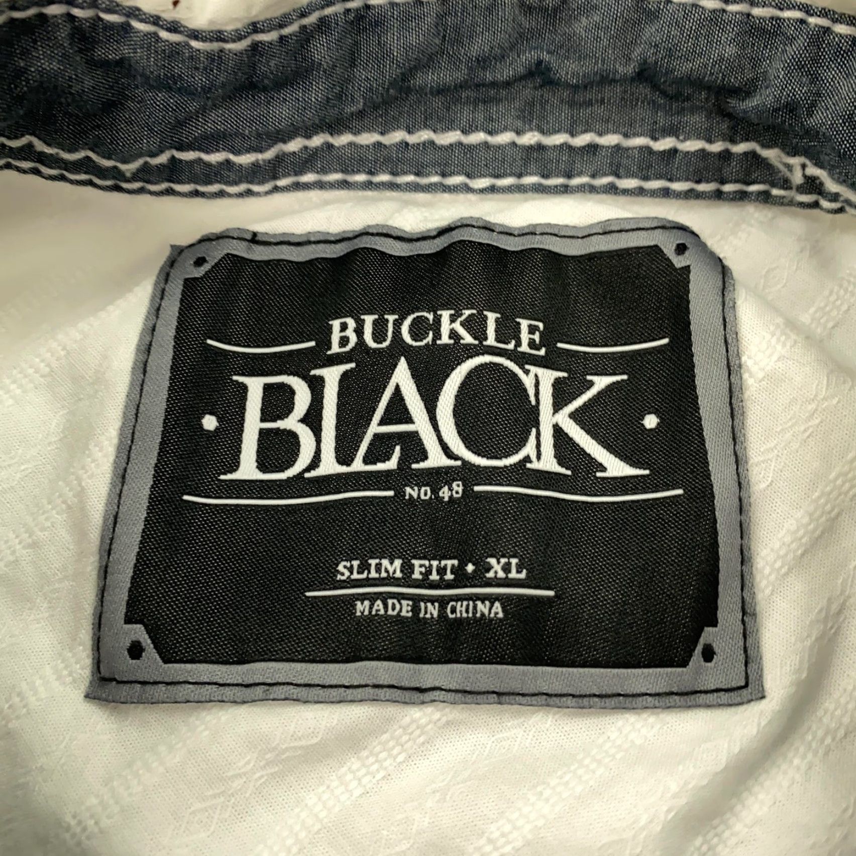 Buckle Black VINTAGE Buckle Black Men's Shirt XL White Slim Fit Western Snap Button Casual Striped 90s Size US XL / EU 56 / 4 - 5 Thumbnail