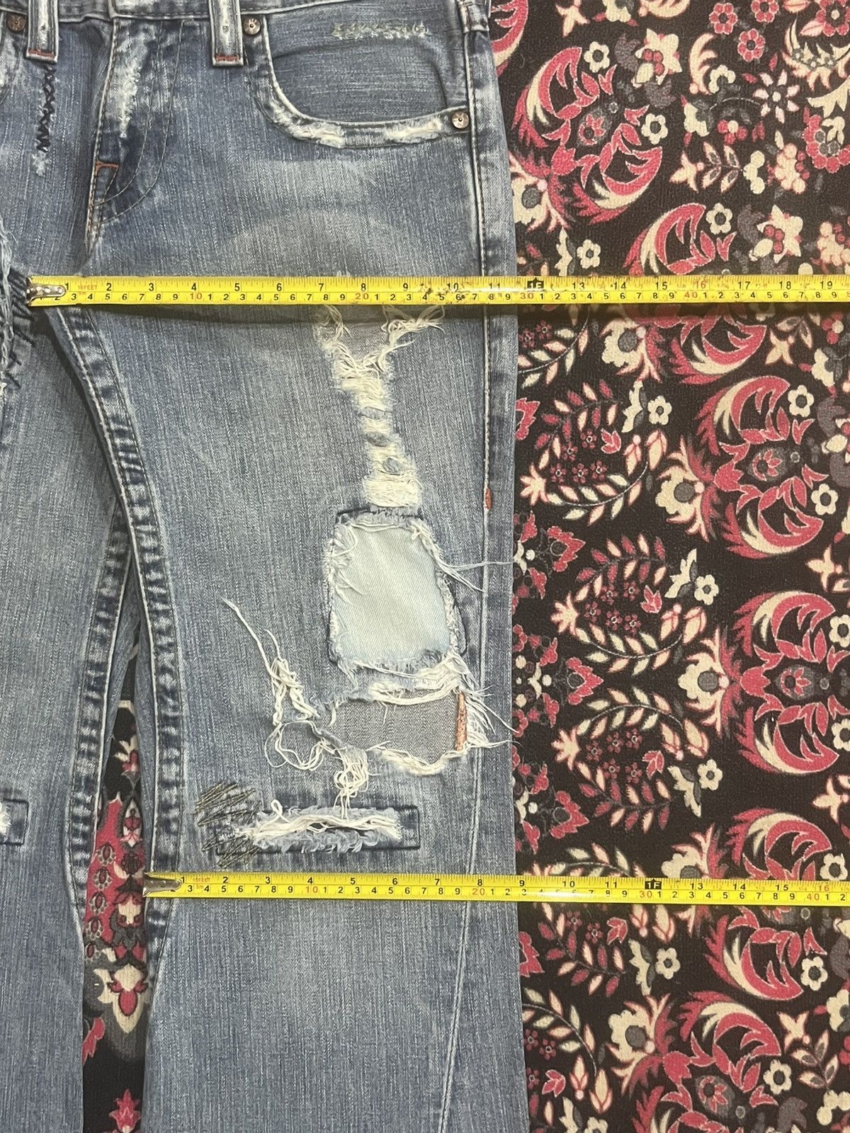 True Religion Vintage True Religion “Berkeley” Trashed Blue Flare Jeans Size US 30 / EU 46 - 15 Thumbnail