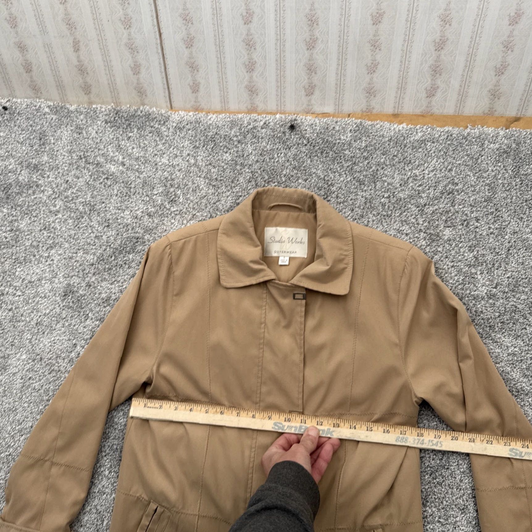 Vintage VINTAGE 90s Trench Coat Women S Office Minimalist Chic Light Academia Warm Coat Brown Studio Works Long Sleeve Button Pockets Lined Oversized Size S / US 4 / IT 40 - 3 Thumbnail