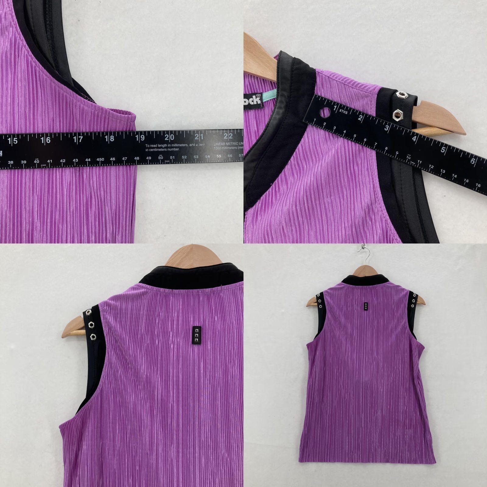 Vintage Jamie Sadock Shirt Womens M Purple Pleated Sleeveless Mock Neck Golf Preppy Size M / US 6-8 / IT 42-44 - 8 Thumbnail