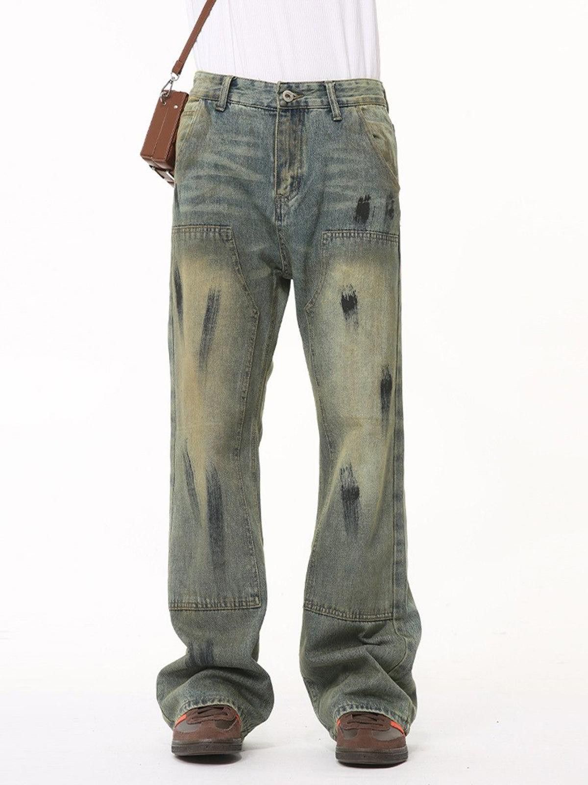 Vintage Paint Splatter Carpenter Straight Flared Denim Jeans Size US 30 / EU 46 - 1 Thumbnail