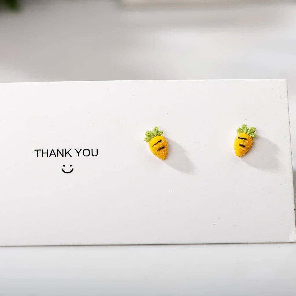 Jewelry Small Carrots Stud Earrings Ceramic Ear Gift For Her Size ONE SIZE - 1 Thumbnail